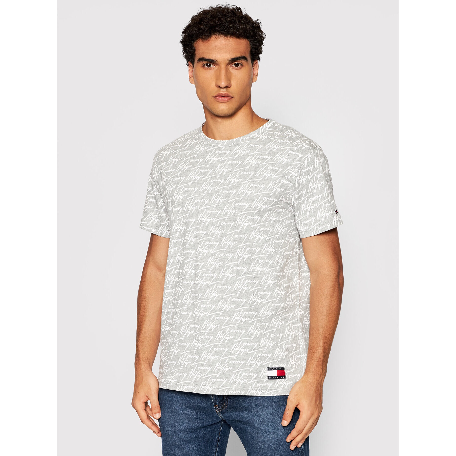 Tommy Hilfiger Tricou Signature UM0UM02248 Gri - Pled.ro