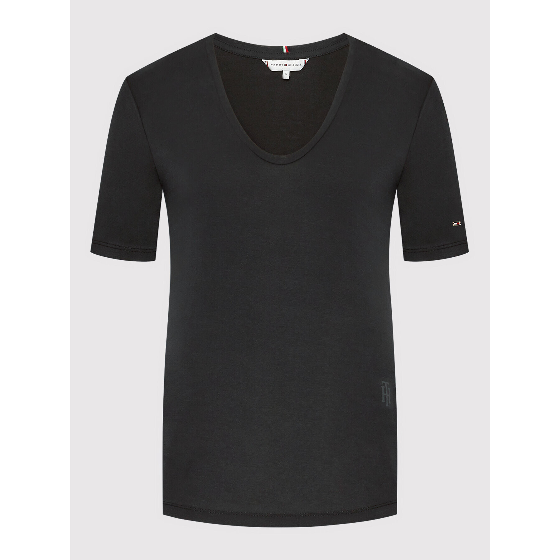 Tommy Hilfiger Tricou Sueded Modal WW0WW33799 Negru Relaxed Fit - Pled.ro