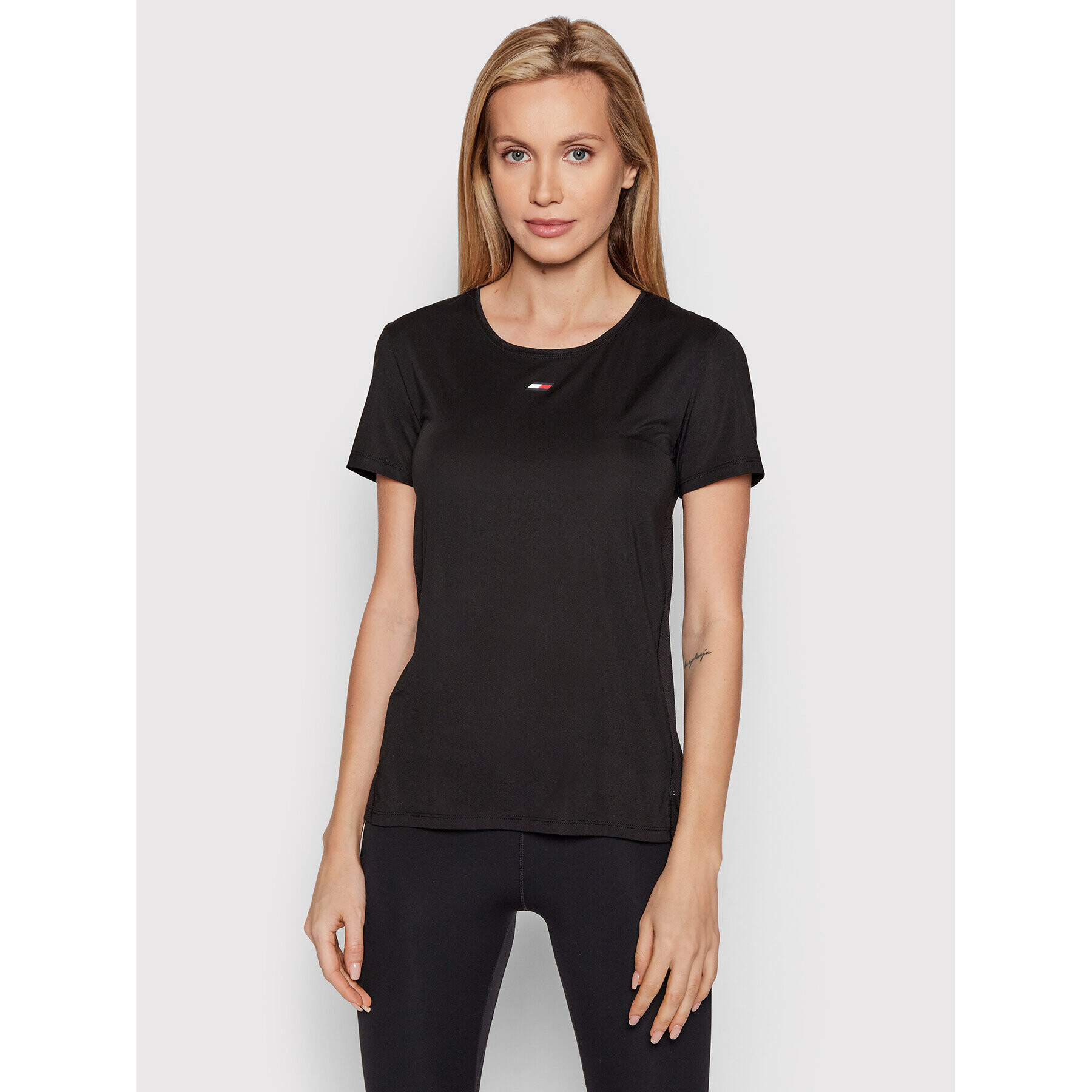 Tommy Hilfiger Tricou tehnic S10S101179 Negru Regular Fit - Pled.ro