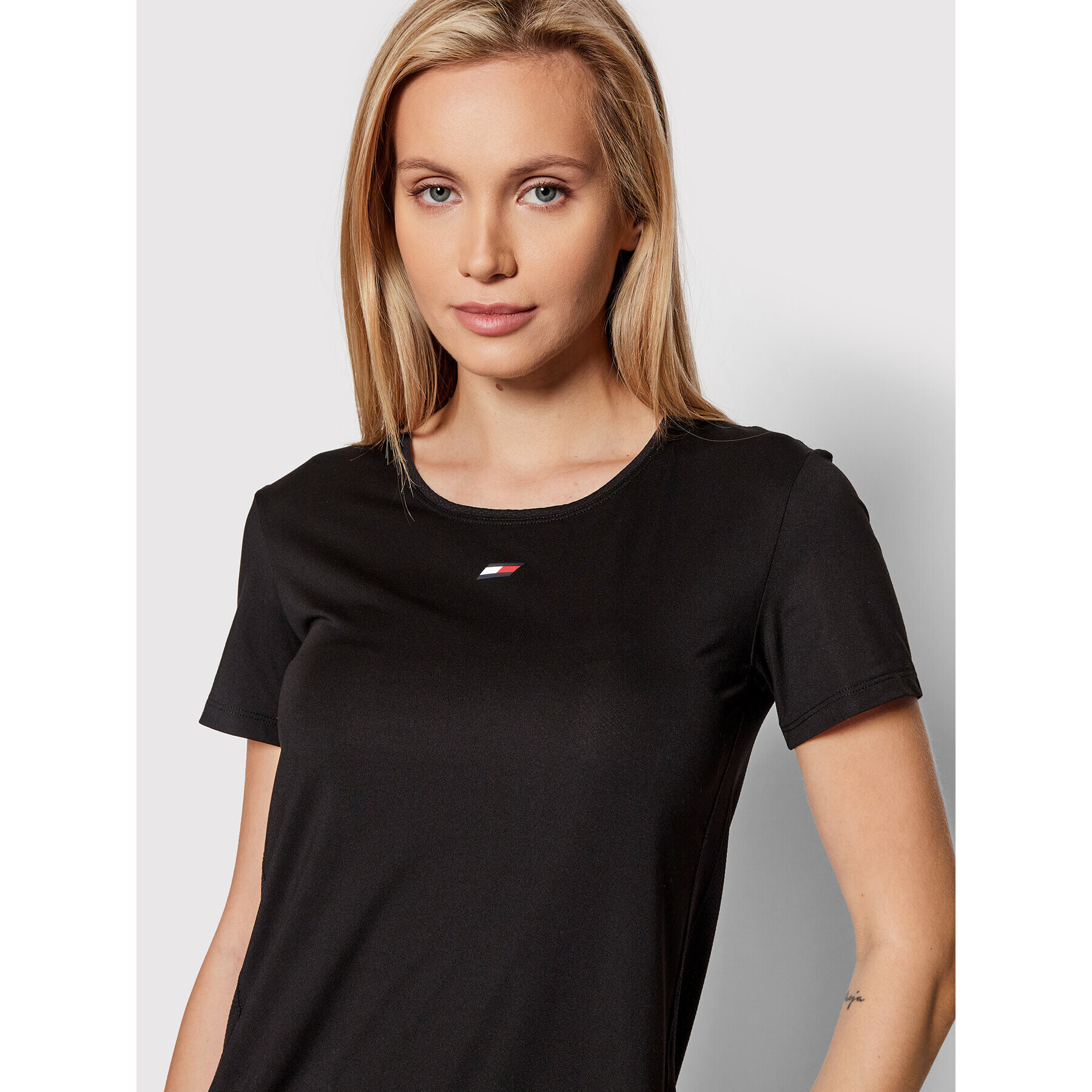 Tommy Hilfiger Tricou tehnic S10S101179 Negru Regular Fit - Pled.ro