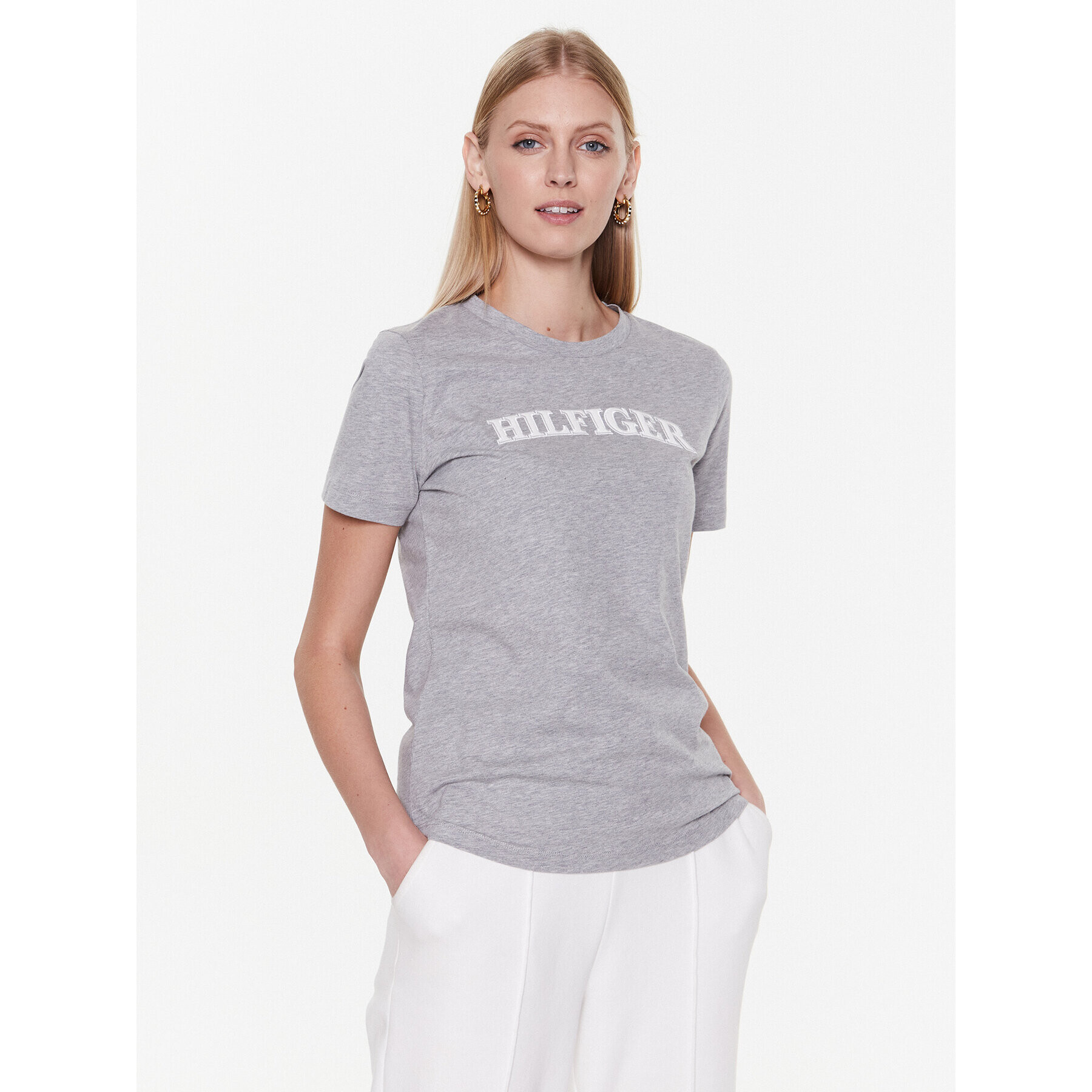 Tommy Hilfiger Tricou Tonal WW0WW37562 Gri Regular Fit - Pled.ro