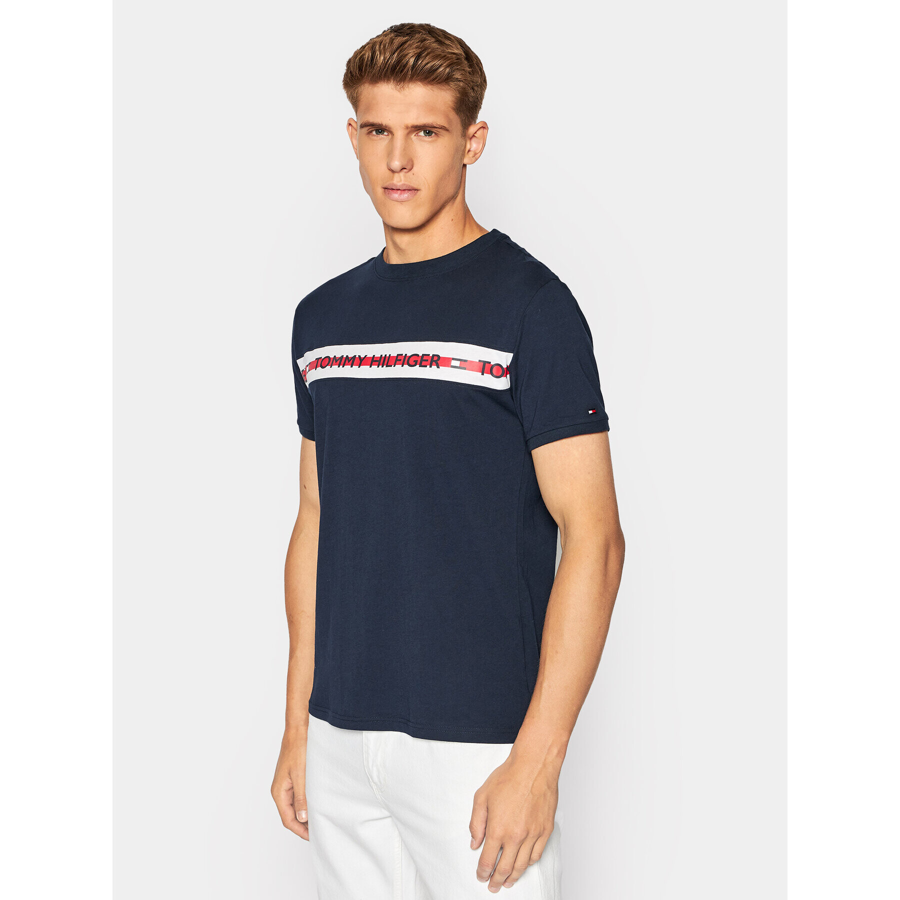 Tommy Hilfiger Tricou UM0UM01915 Bleumarin Regular Fit - Pled.ro