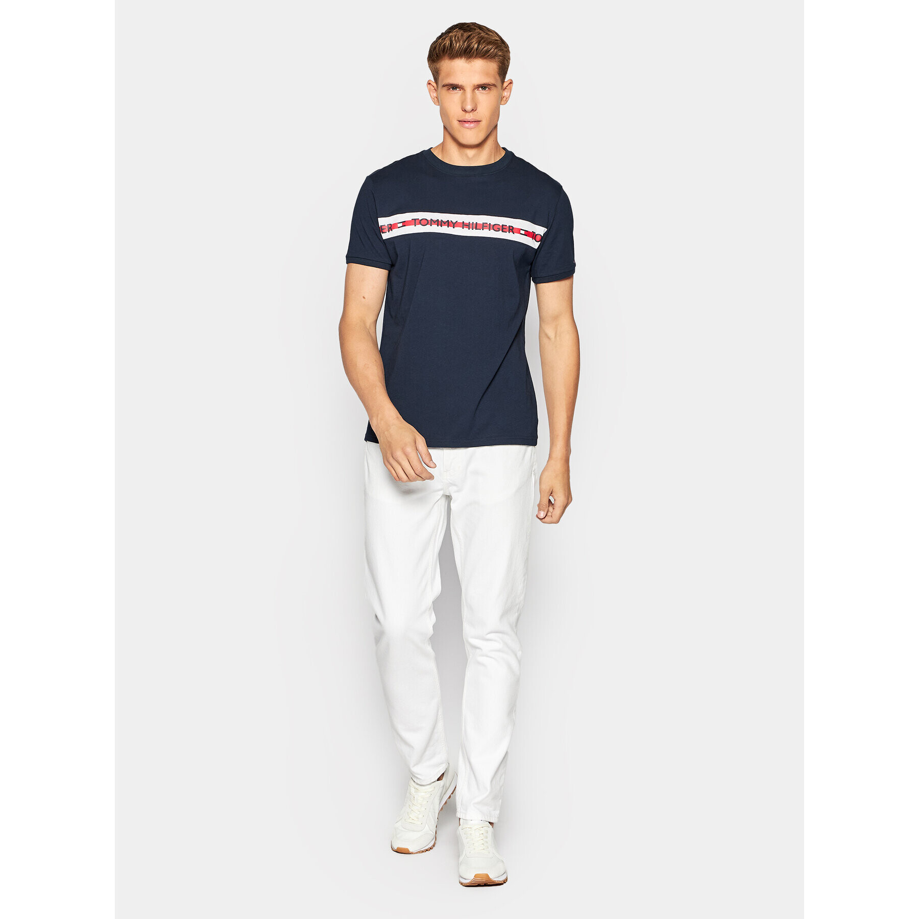 Tommy Hilfiger Tricou UM0UM01915 Bleumarin Regular Fit - Pled.ro