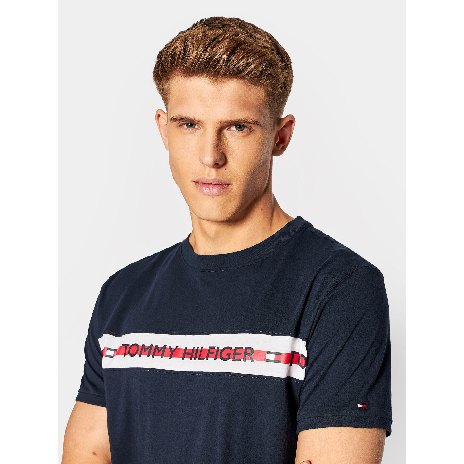 Tommy Hilfiger Tricou UM0UM01915 Bleumarin Regular Fit - Pled.ro