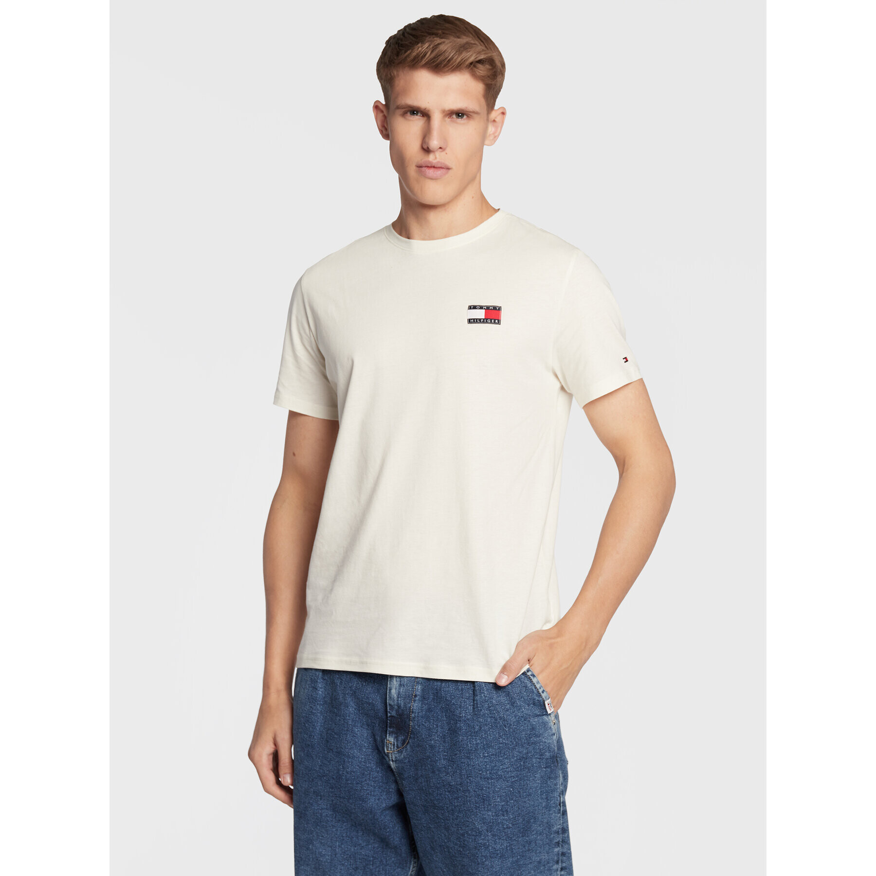 Tommy Hilfiger Tricou UM0UM02704 Bej Relaxed Fit - Pled.ro