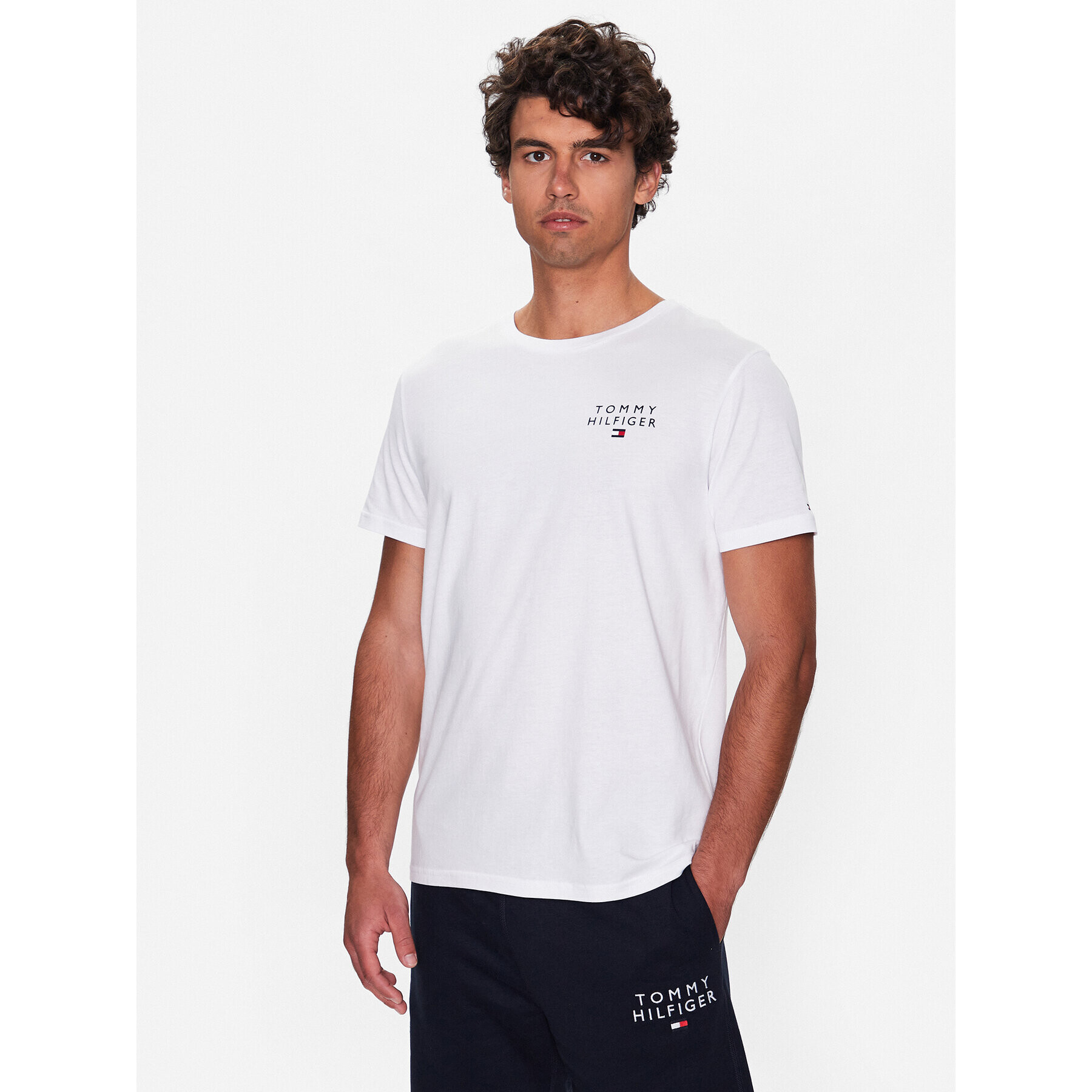 Tommy Hilfiger Tricou UM0UM02916 Alb Regular Fit - Pled.ro