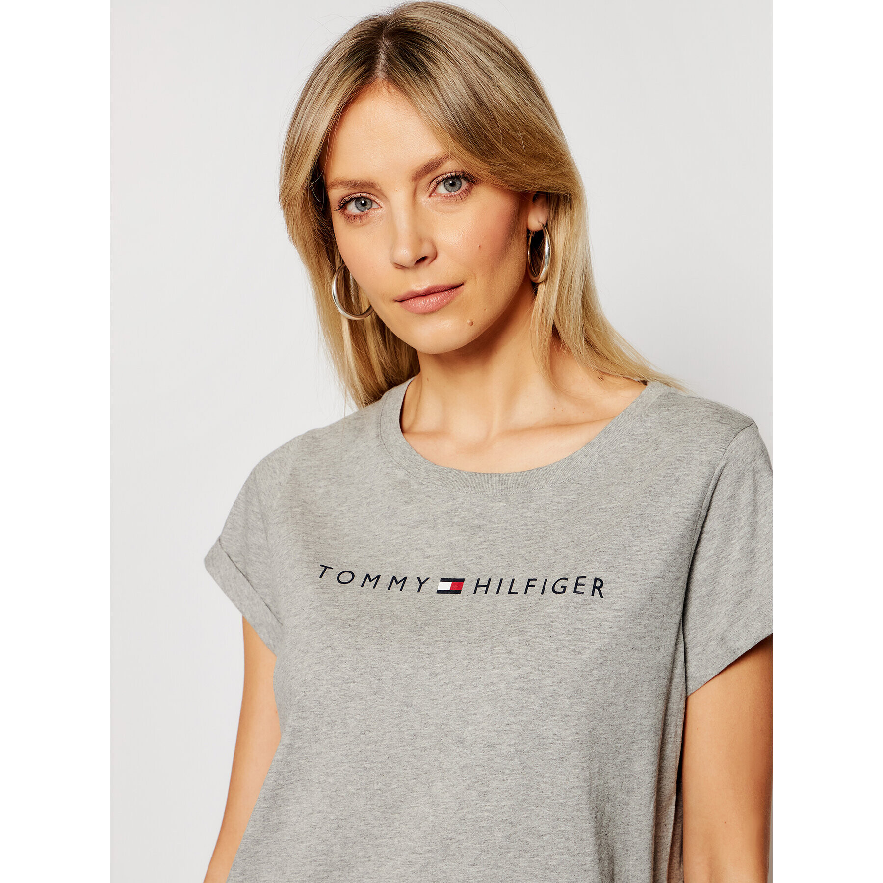 Tommy Hilfiger Tricou UW0UW01618 Gri Slim Fit - Pled.ro