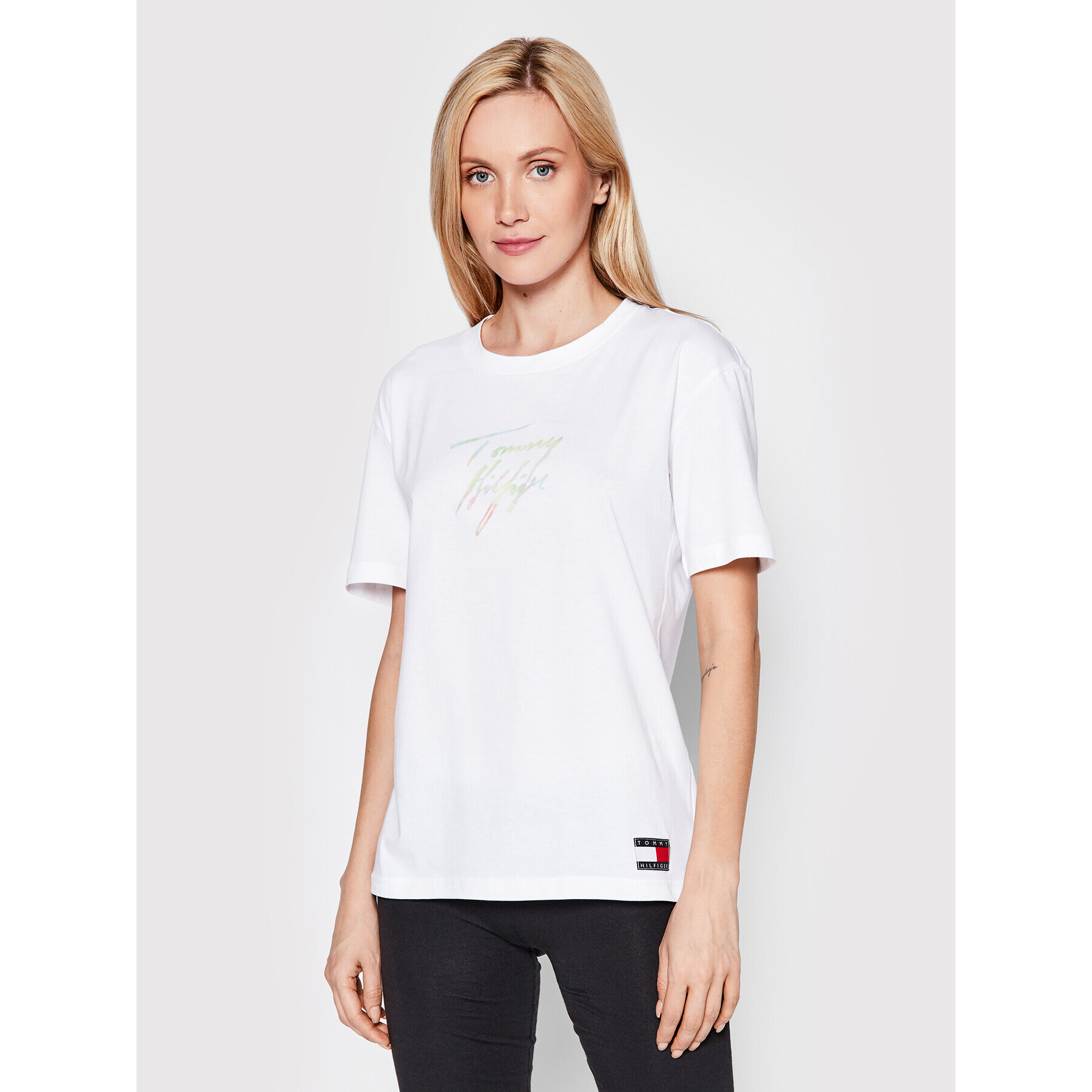 Tommy Hilfiger Tricou UW0UW02262 Alb Regular Fit - Pled.ro