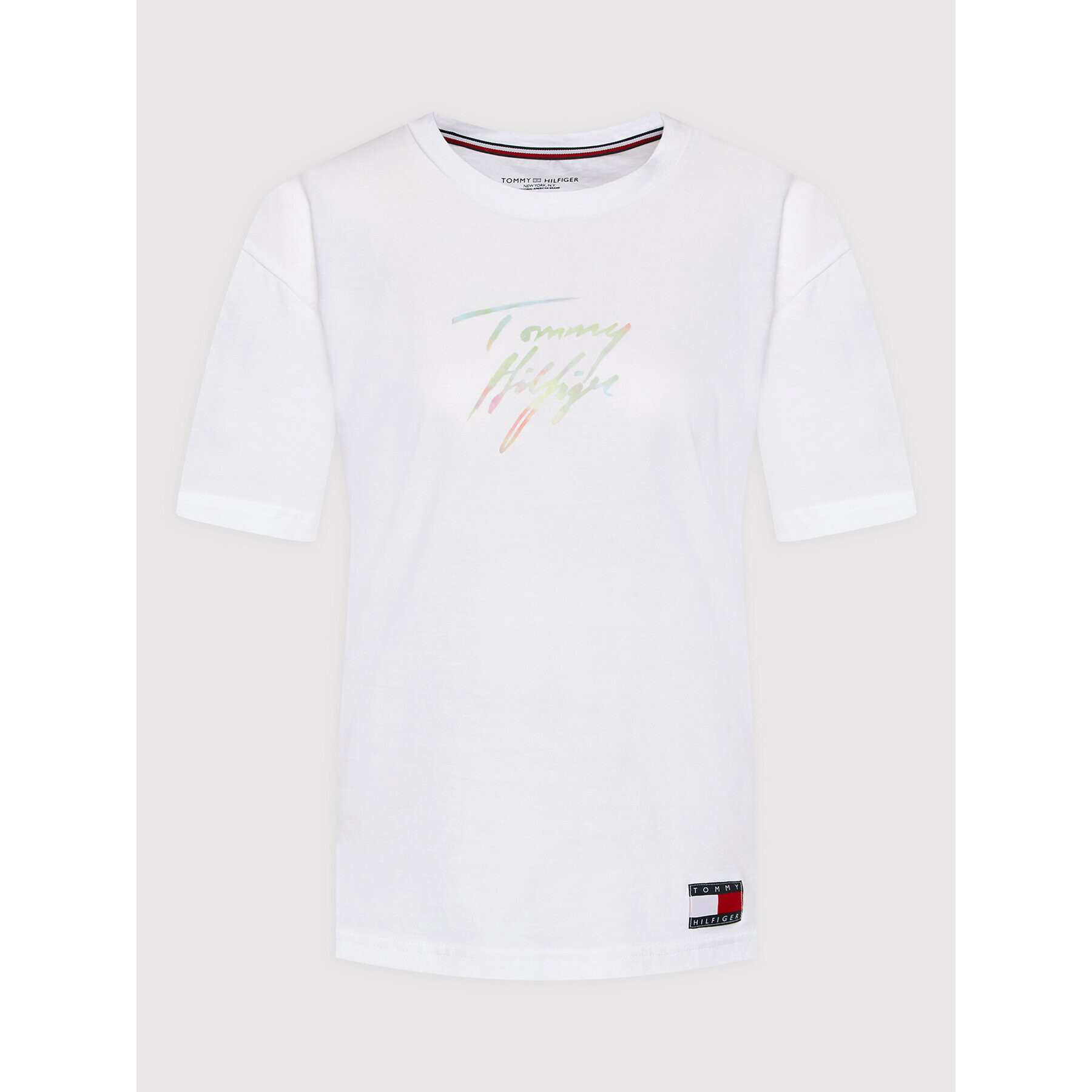 Tommy Hilfiger Tricou UW0UW02262 Alb Regular Fit - Pled.ro