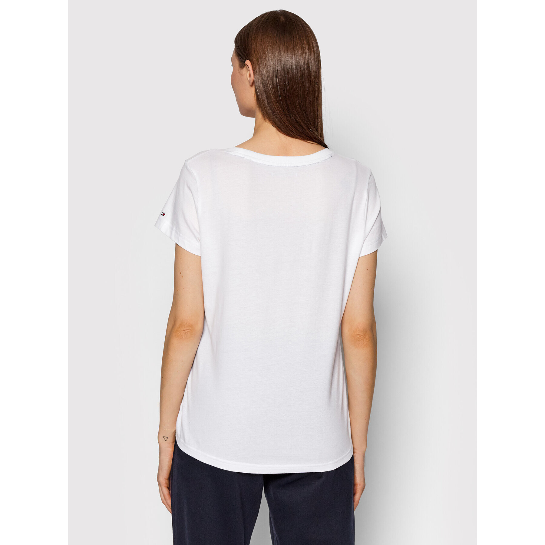 Tommy Hilfiger Tricou UW0UW03241 Alb Regular Fit - Pled.ro