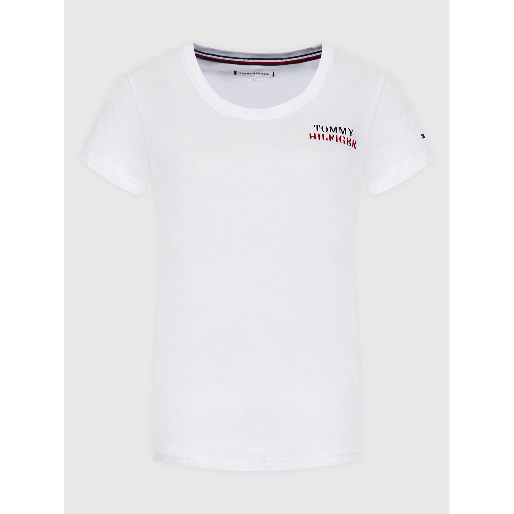 Tommy Hilfiger Tricou UW0UW03241 Alb Regular Fit - Pled.ro