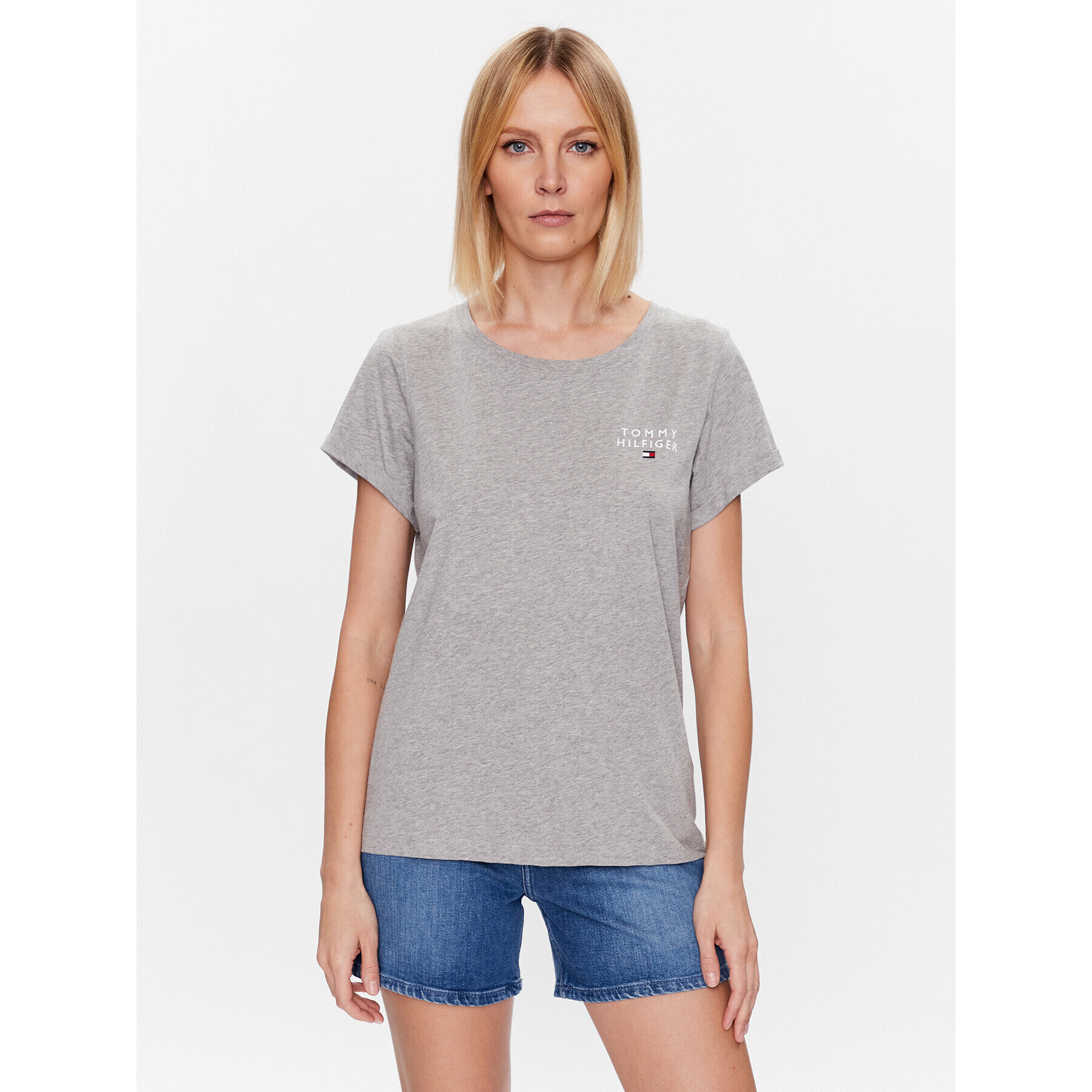 Tommy Hilfiger Tricou UW0UW04525 Gri Regular Fit - Pled.ro