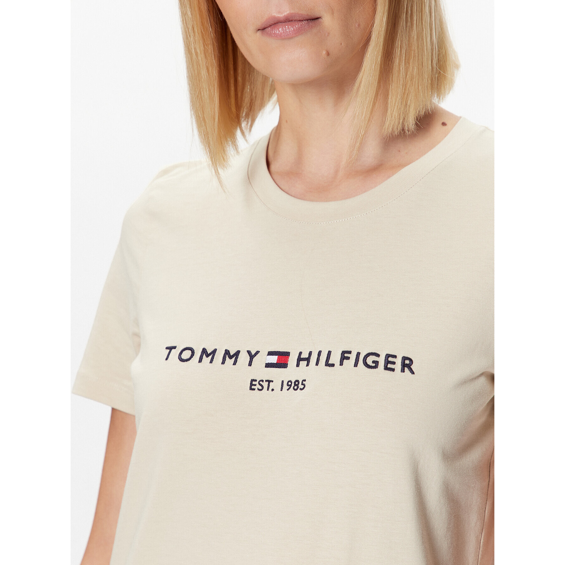 Tommy Hilfiger Tricou WW0WW28681 Bej Regular Fit - Pled.ro