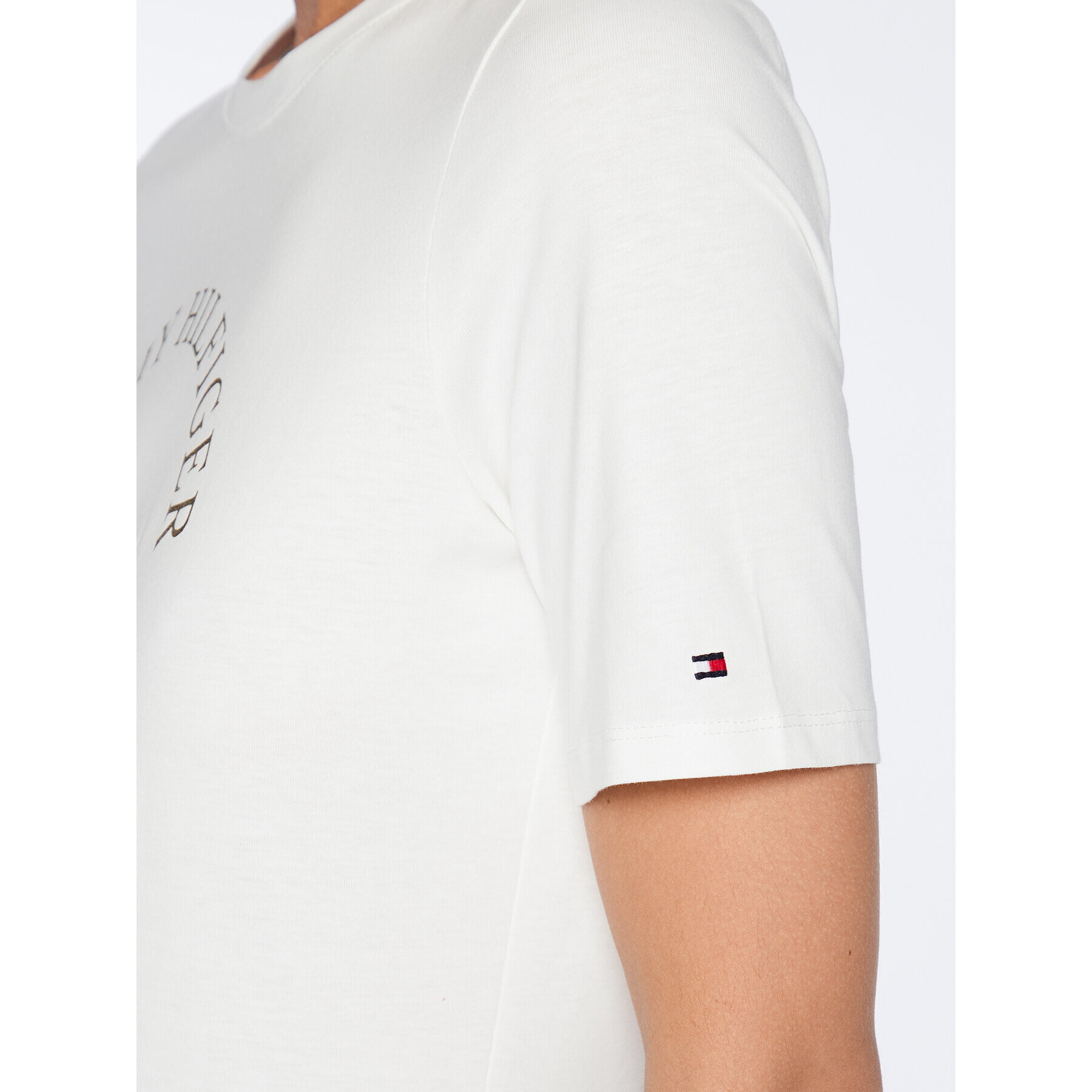 Tommy Hilfiger Tricou WW0WW36038 Alb Regular Fit - Pled.ro