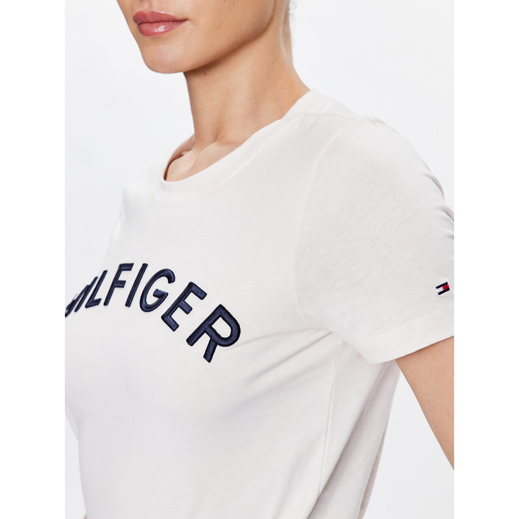 Tommy Hilfiger Tricou WW0WW37864 Écru Regular Fit - Pled.ro