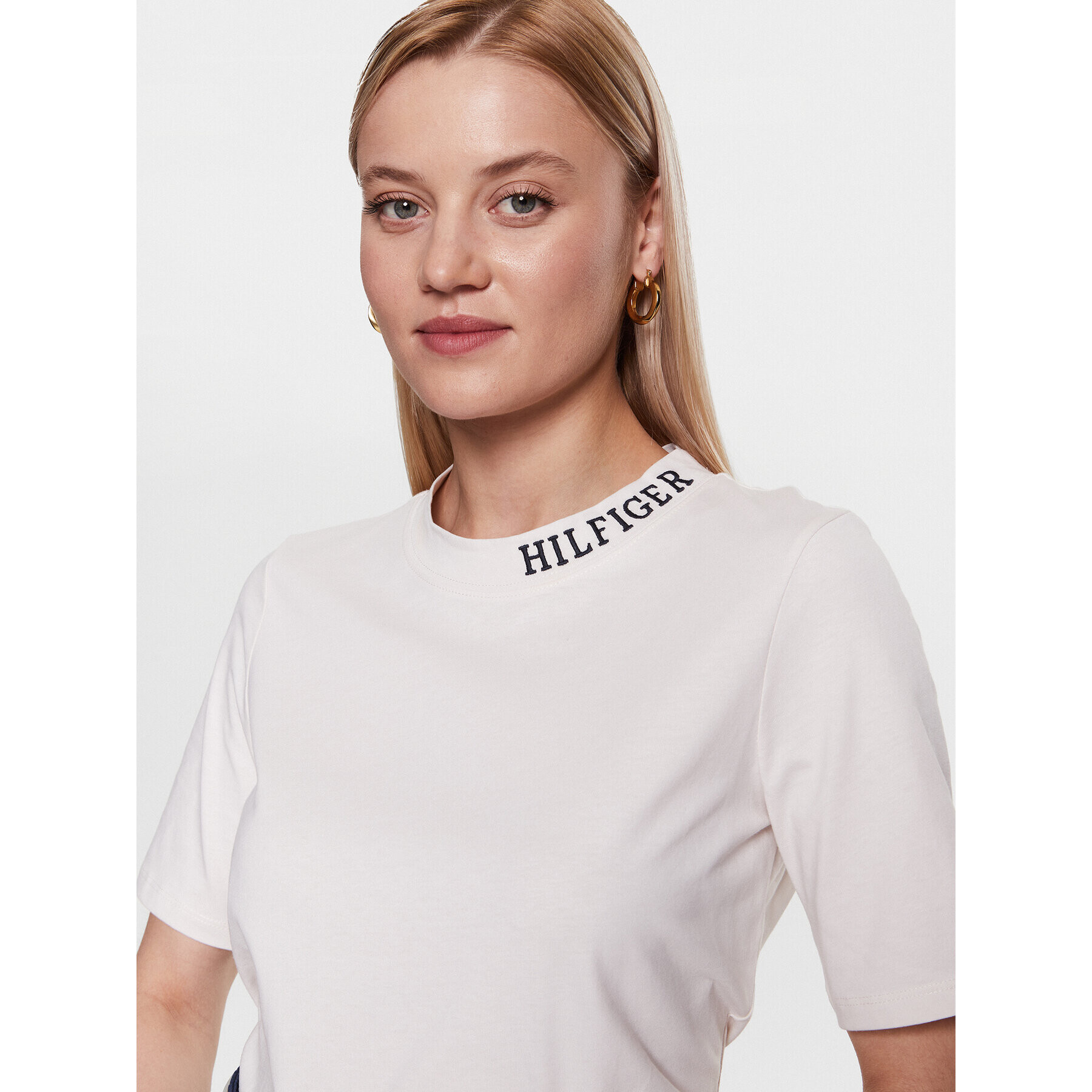 Tommy Hilfiger Tricou WW0WW38865 Écru Regular Fit - Pled.ro