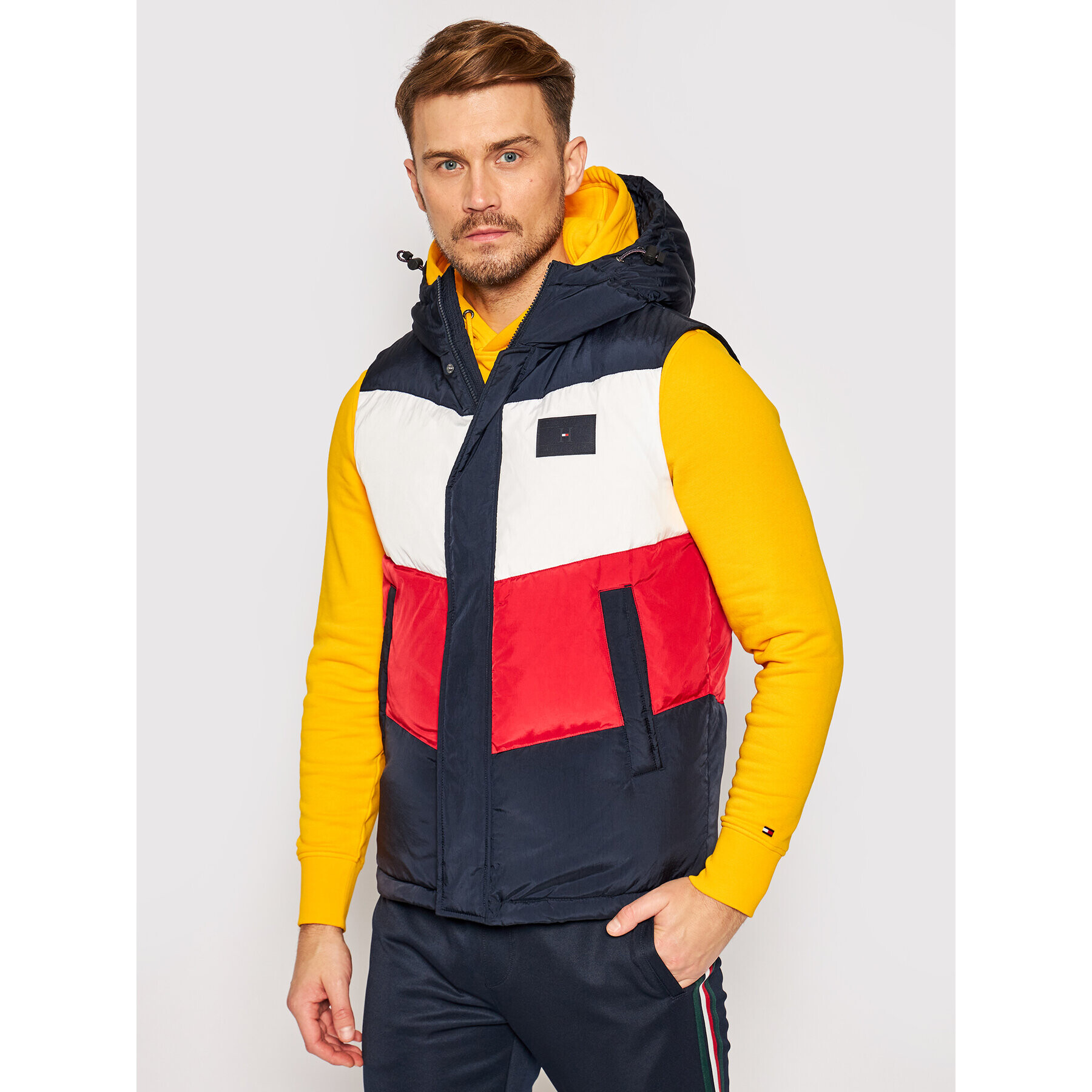 Tommy Hilfiger Vestă Chevron Col Block Vest MW0MW15803 Colorat Regular Fit - Pled.ro