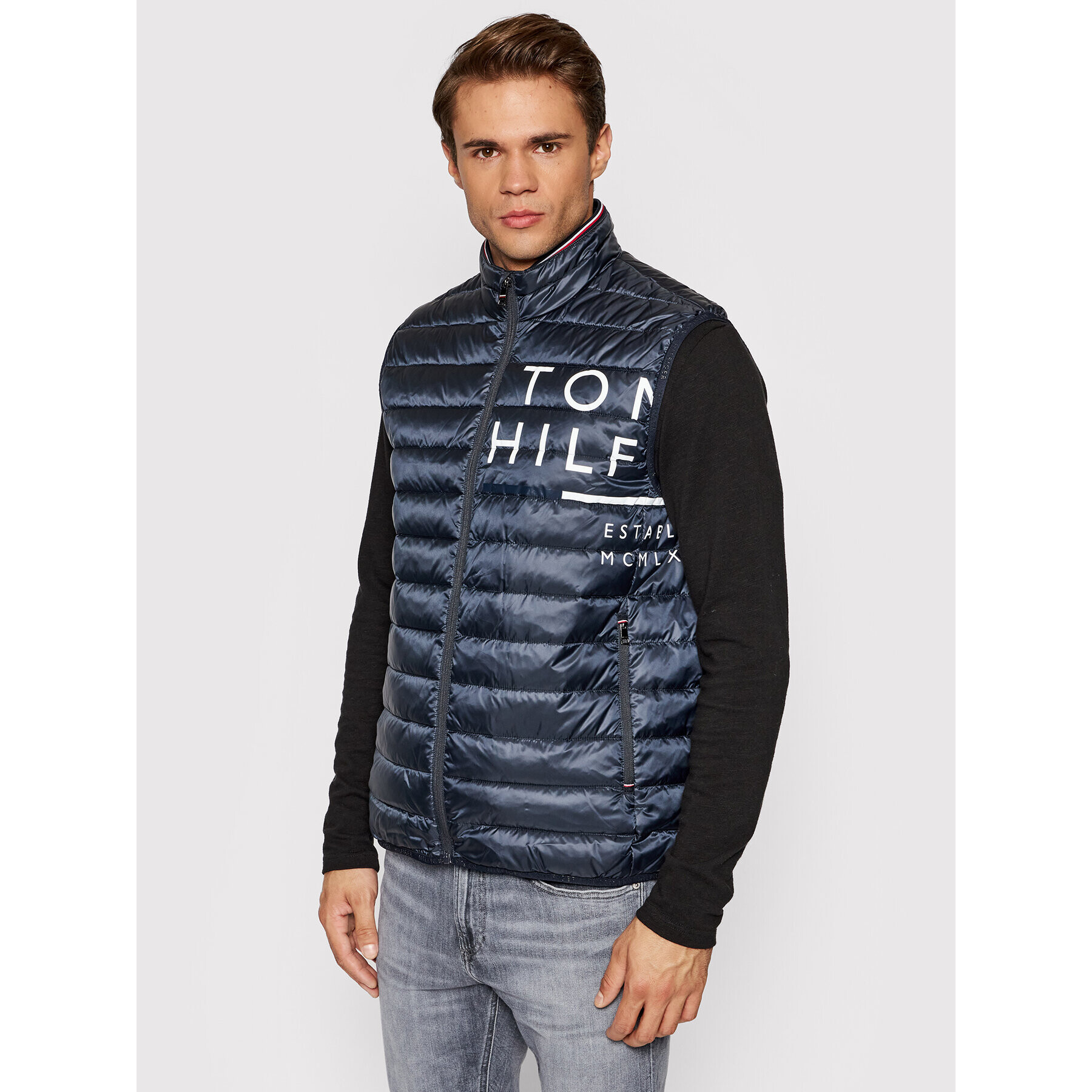 Tommy Hilfiger Vestă Circular MW0MW21019 Bleumarin Regular Fit - Pled.ro