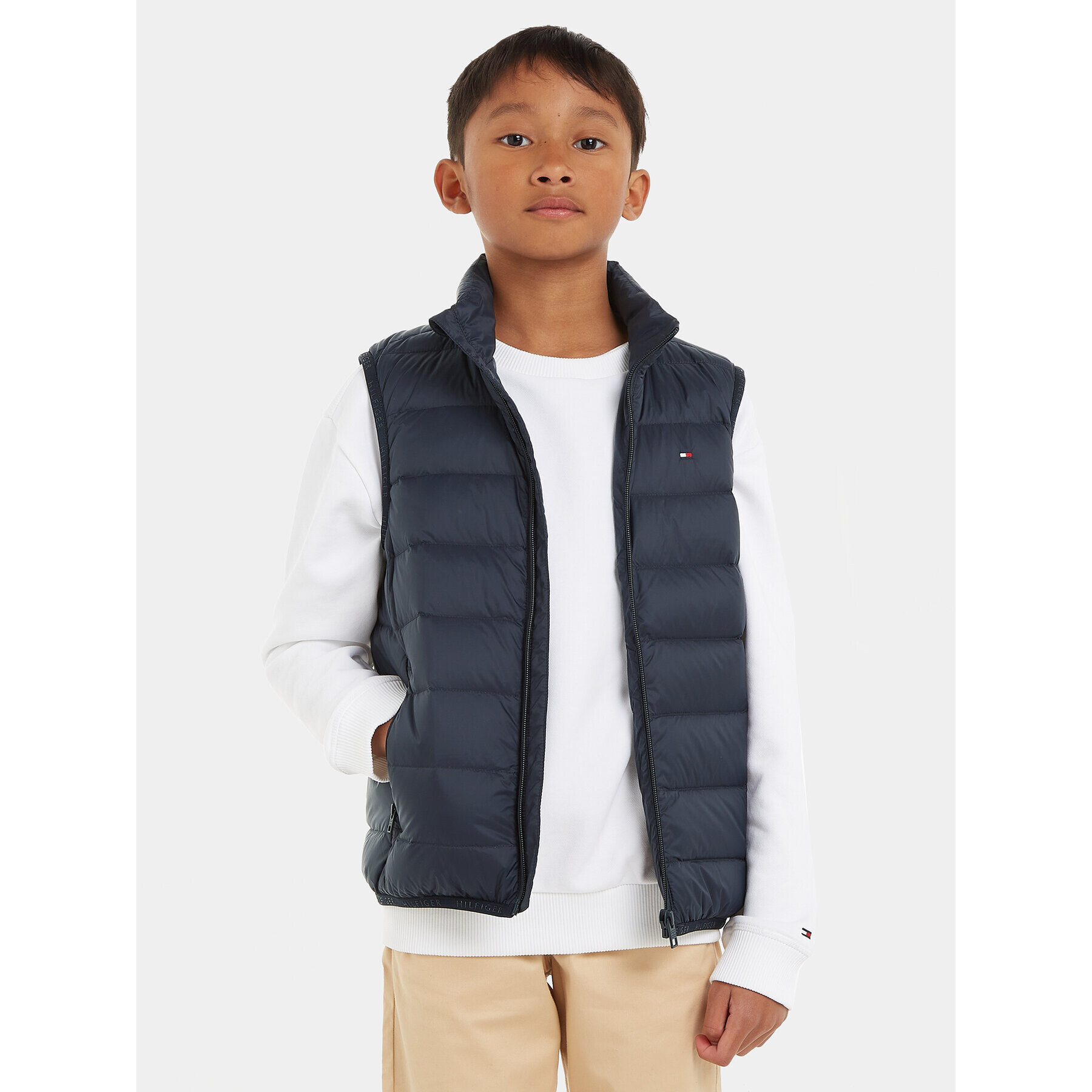 Tommy Hilfiger Vestă Essential Light down Yest KS0KS00439 Bleumarin Regular Fit - Pled.ro