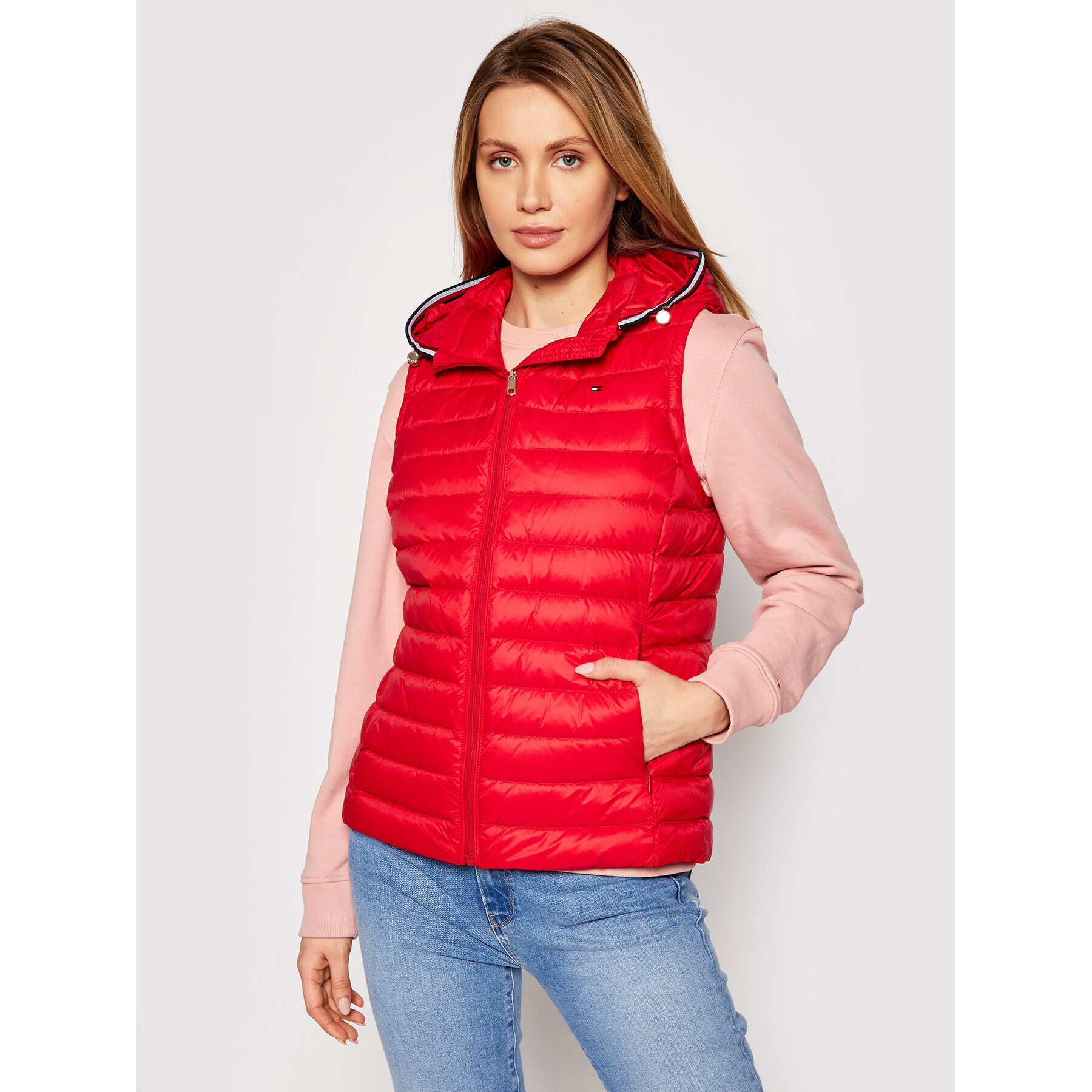 Tommy Hilfiger Vestă Th Ess WW0WW30841 Roșu Regular Fit - Pled.ro