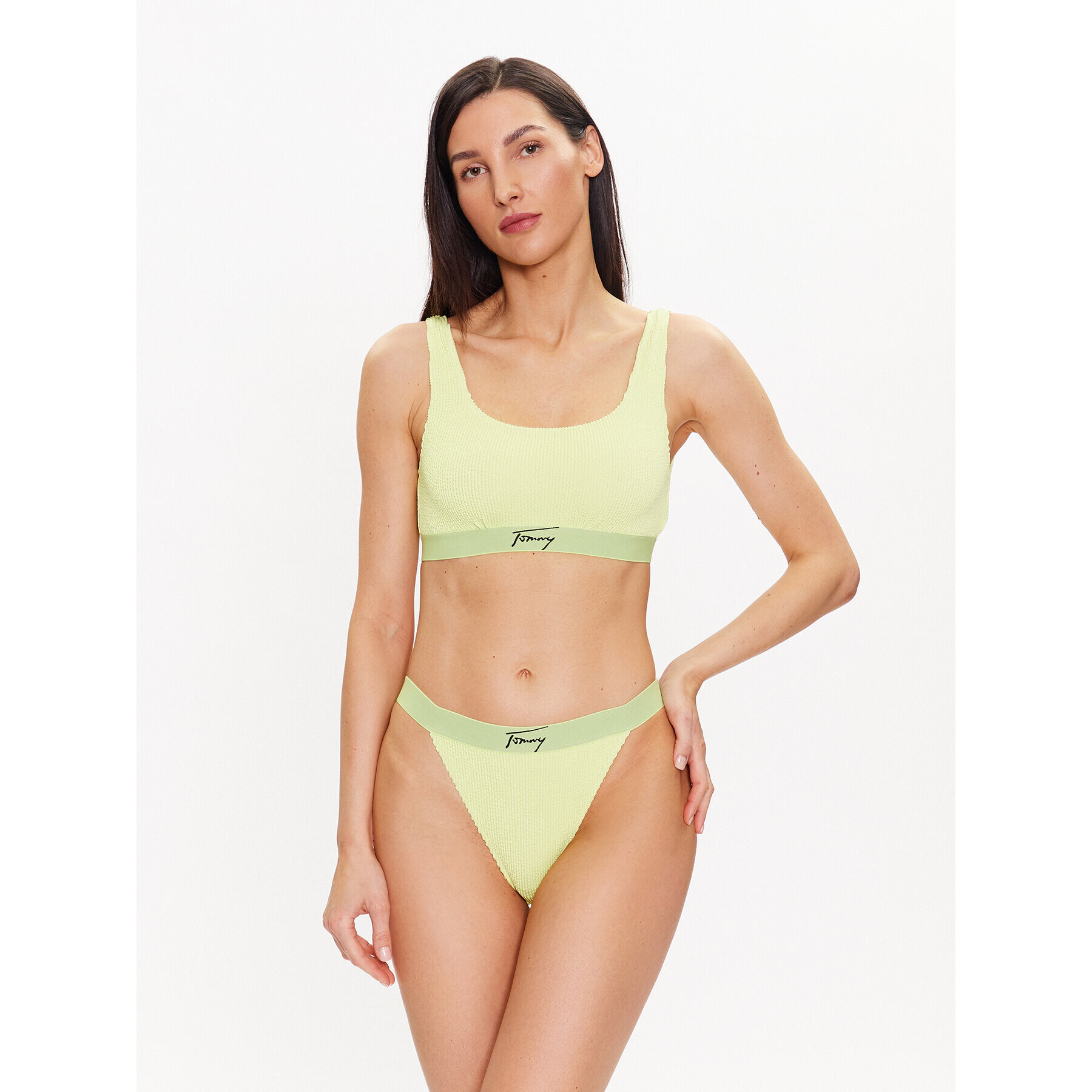 Tommy Jeans Bikini partea de jos UW0UW04491 Verde - Pled.ro