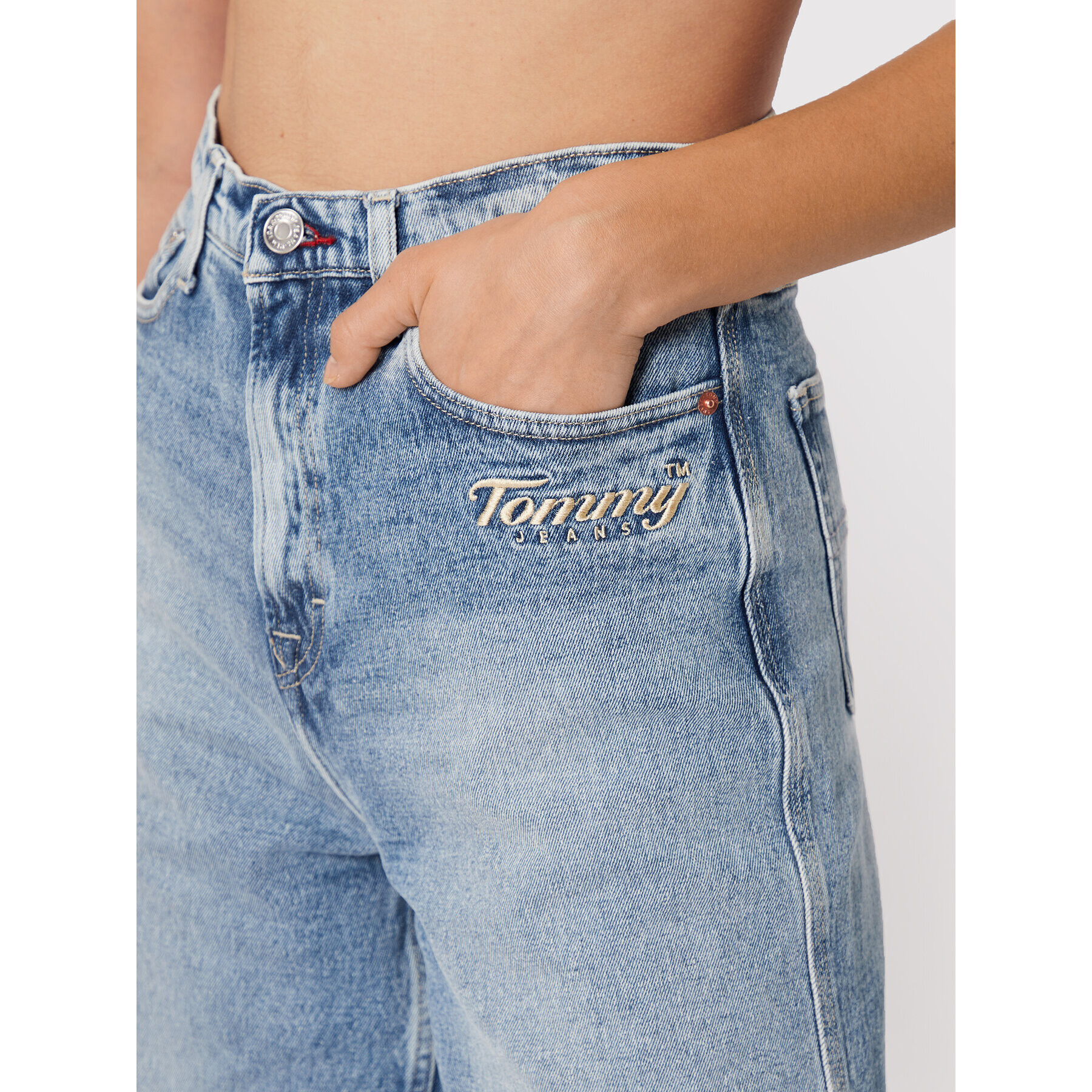 Tommy Jeans Blugi Claire DW0DW13585 Albastru Wide Leg - Pled.ro