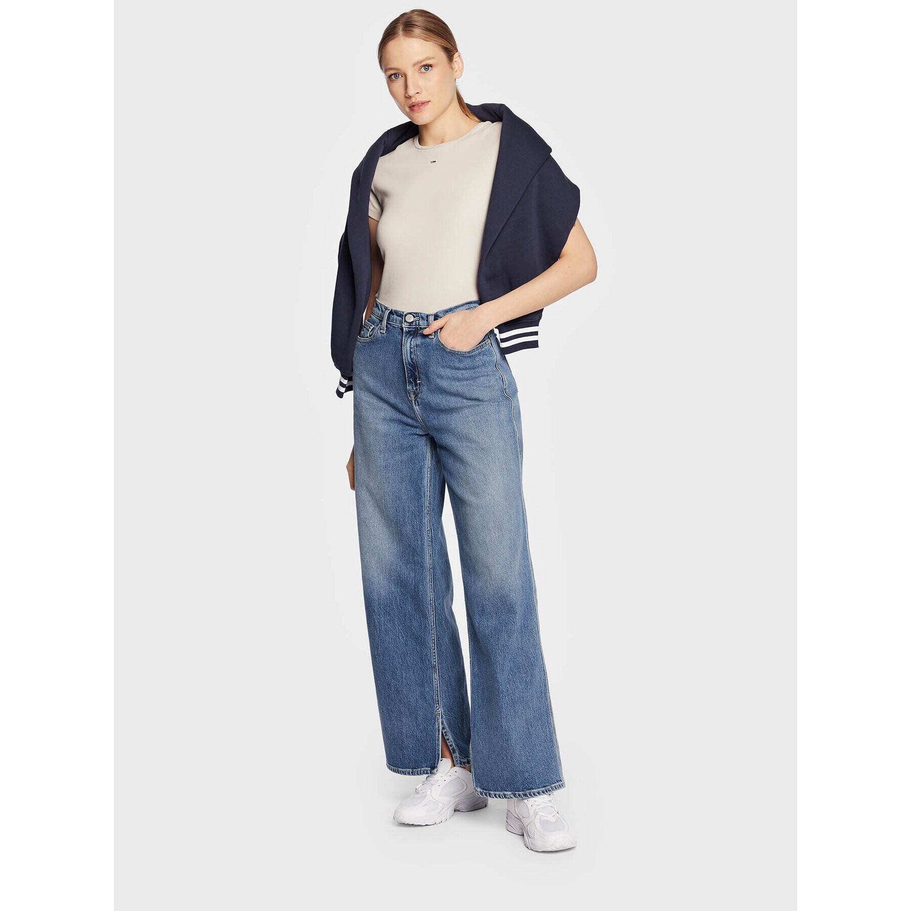 Tommy Jeans Blugi Claire DW0DW14820 Albastru Relaxed Fit - Pled.ro