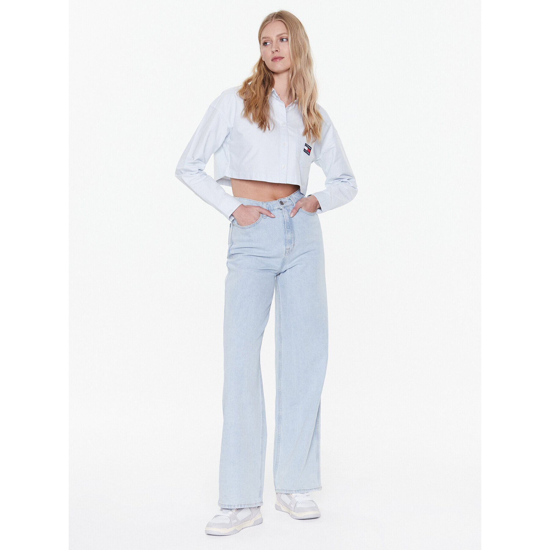 Tommy Jeans Blugi Clarie DW0DW14814 Albastru Wide Leg - Pled.ro