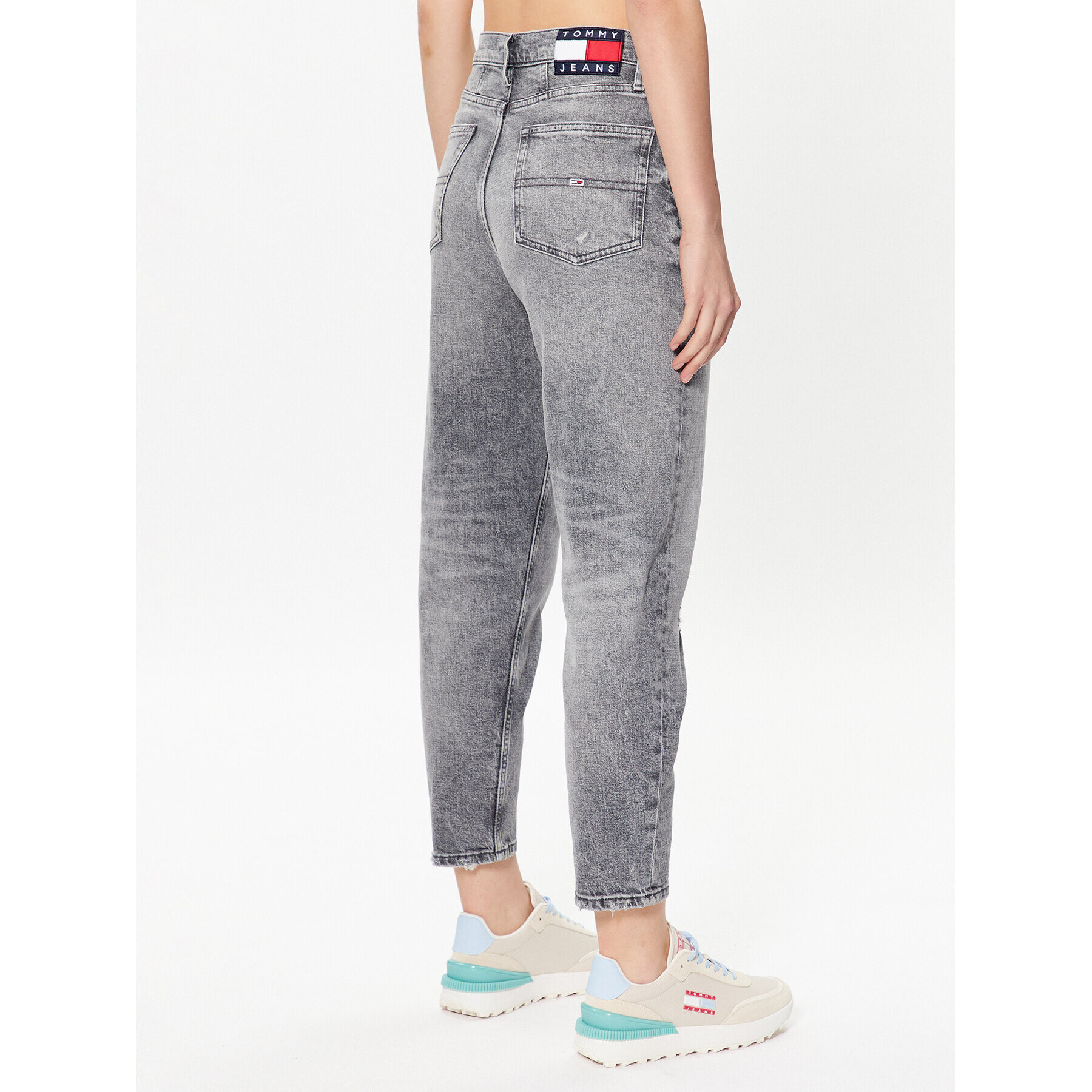 Tommy Jeans Blugi DW0DW15516 Gri Mom Fit - Pled.ro