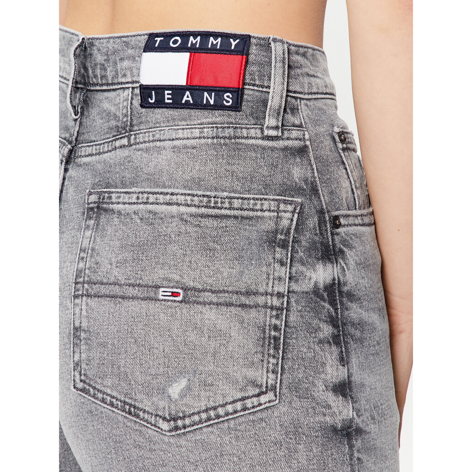 Tommy Jeans Blugi DW0DW15516 Gri Mom Fit - Pled.ro