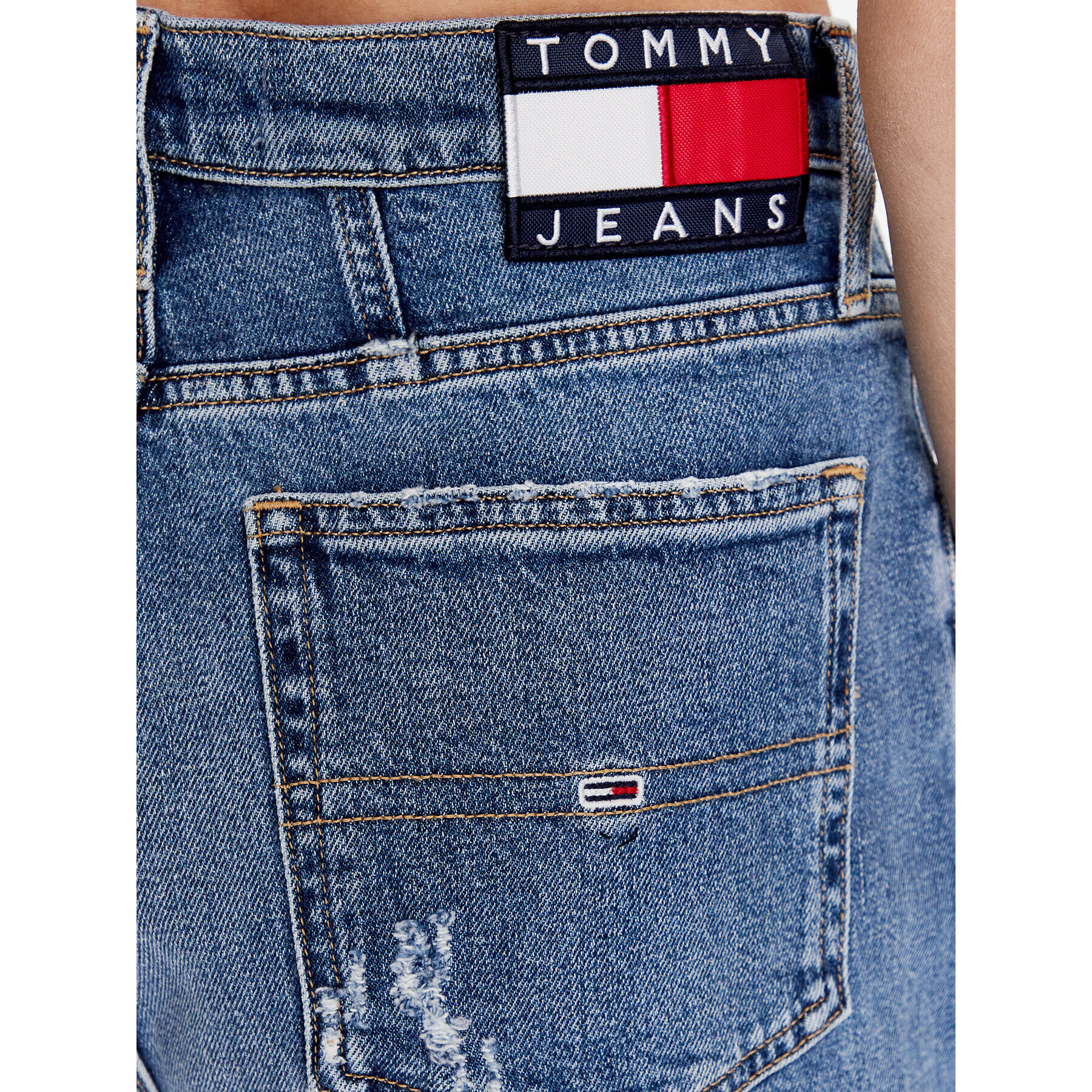 Tommy Jeans Blugi DW0DW15517 Albastru Mom Fit - Pled.ro