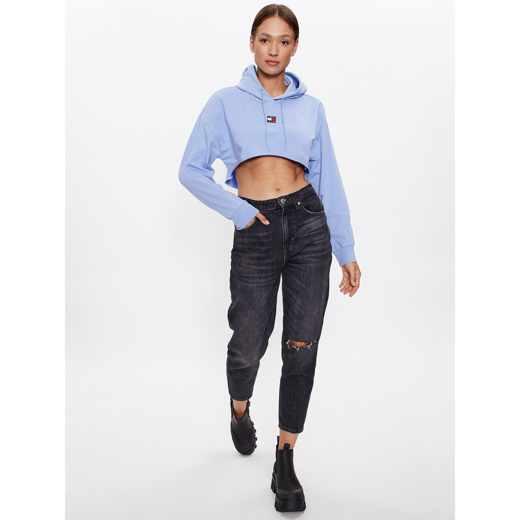 Tommy Jeans Blugi DW0DW16021 Negru Mom Fit - Pled.ro