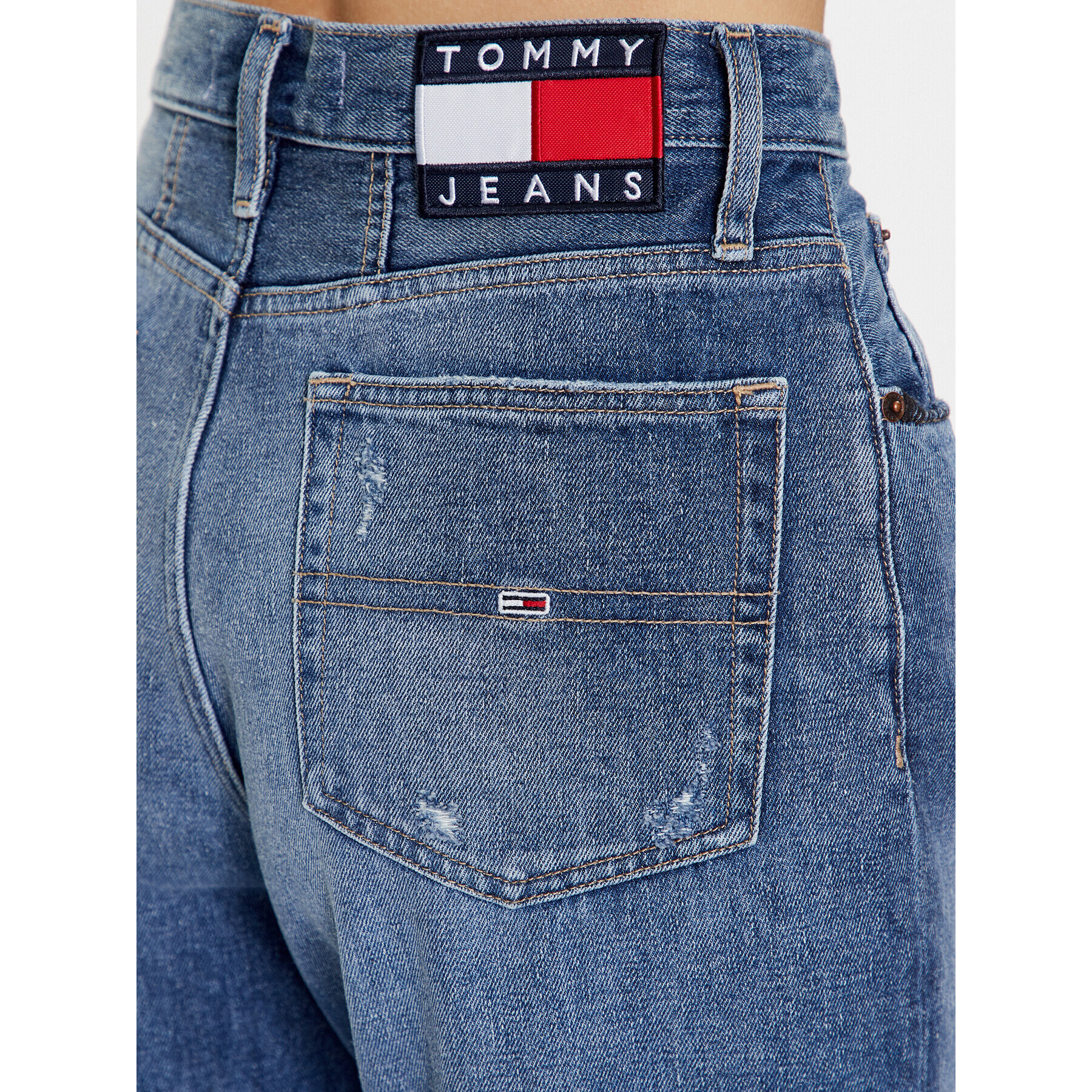 Tommy Jeans Blugi DW0DW16033 Albastru Mom Fit - Pled.ro