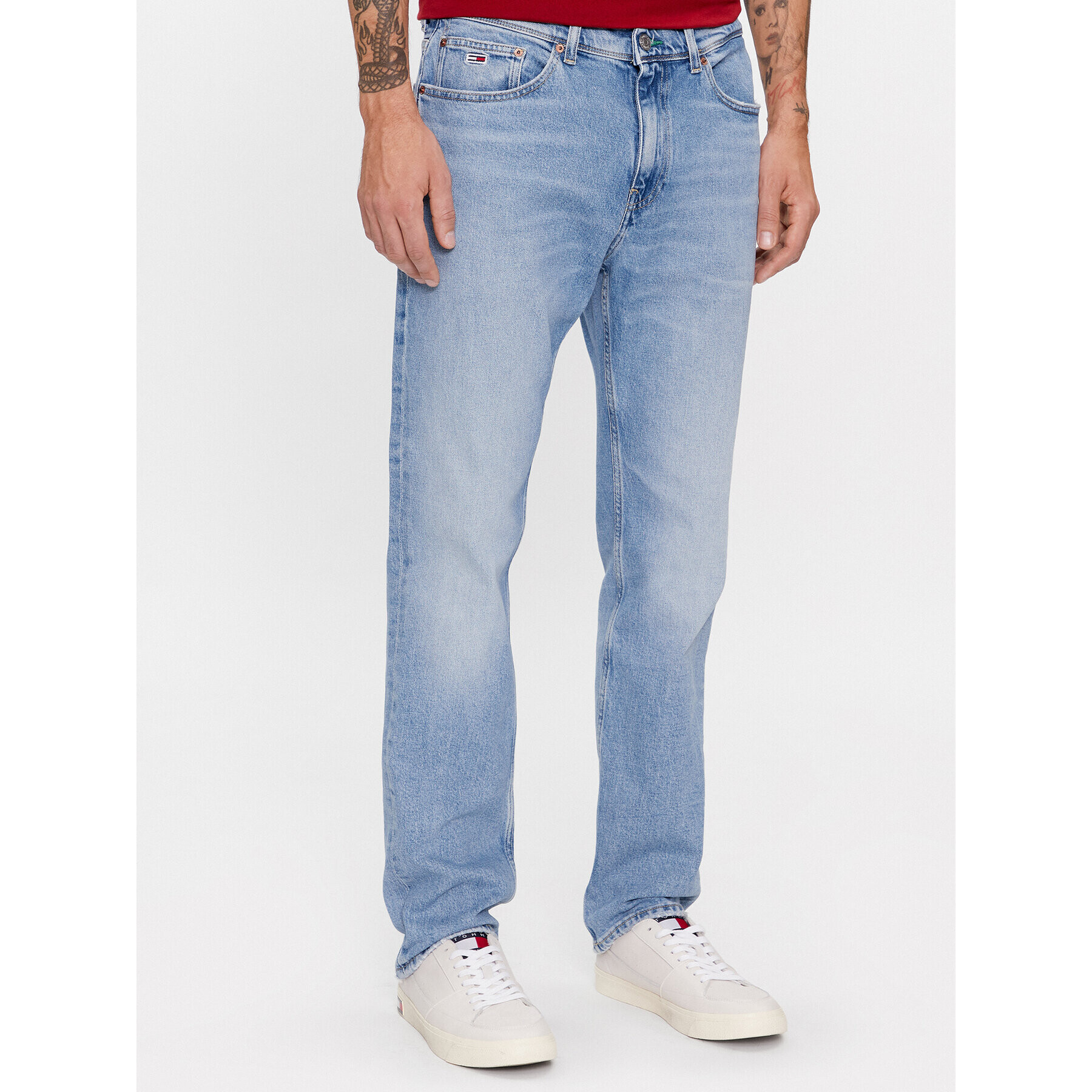 Tommy Jeans Blugi Ethan DM0DM18179 Albastru Straight Fit - Pled.ro