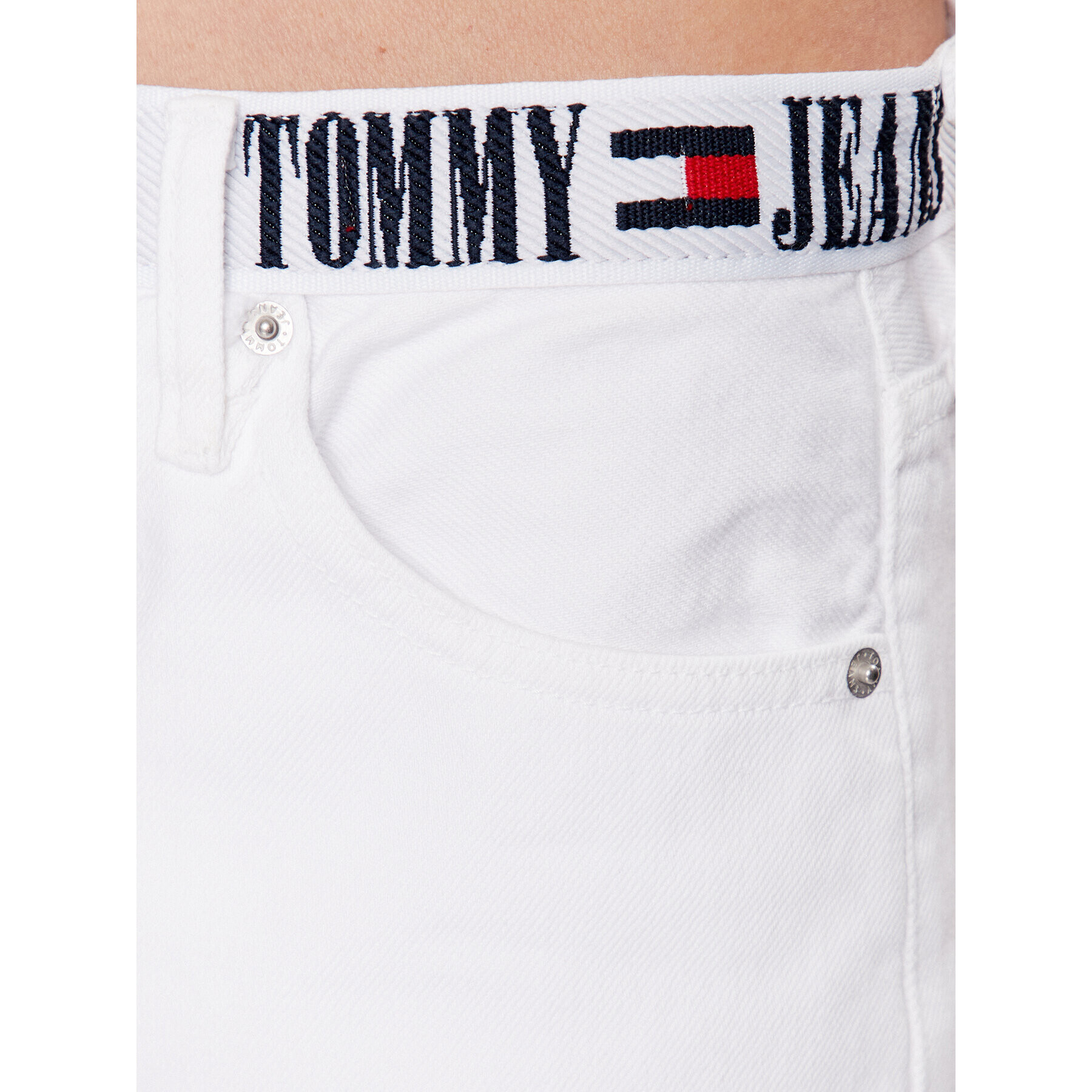 Tommy Jeans Blugi Izzie DW0DW15529 Alb Slim Fit - Pled.ro