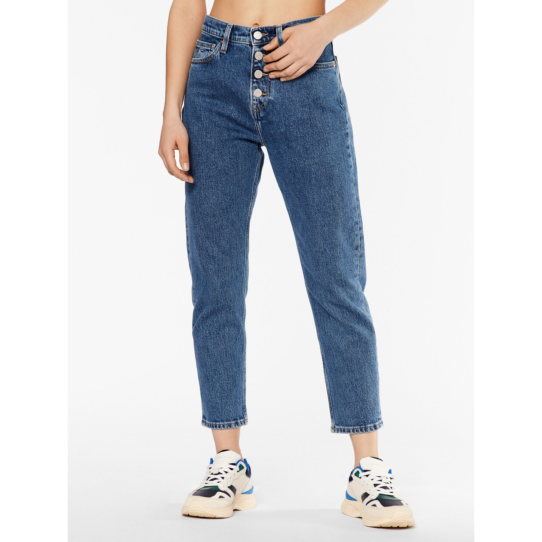 Tommy Jeans Blugi Izzie DW0DW15804 Bleumarin Slim Leg - Pled.ro