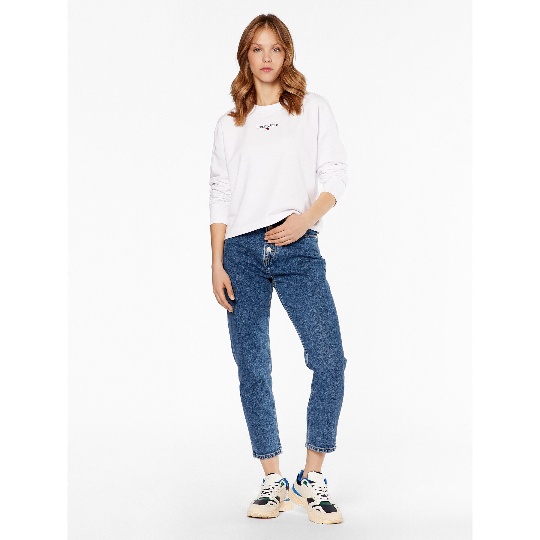 Tommy Jeans Blugi Izzie DW0DW15804 Bleumarin Slim Leg - Pled.ro