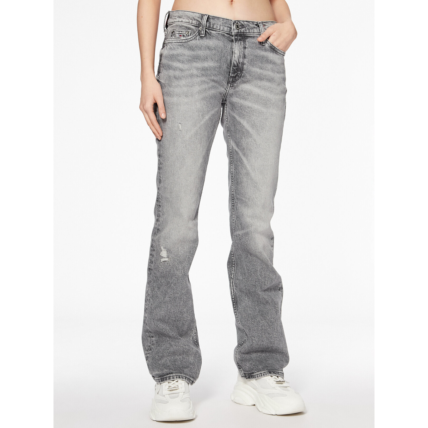 Tommy Jeans Blugi Maddie DW0DW15514 Gri Bootcut Fit - Pled.ro