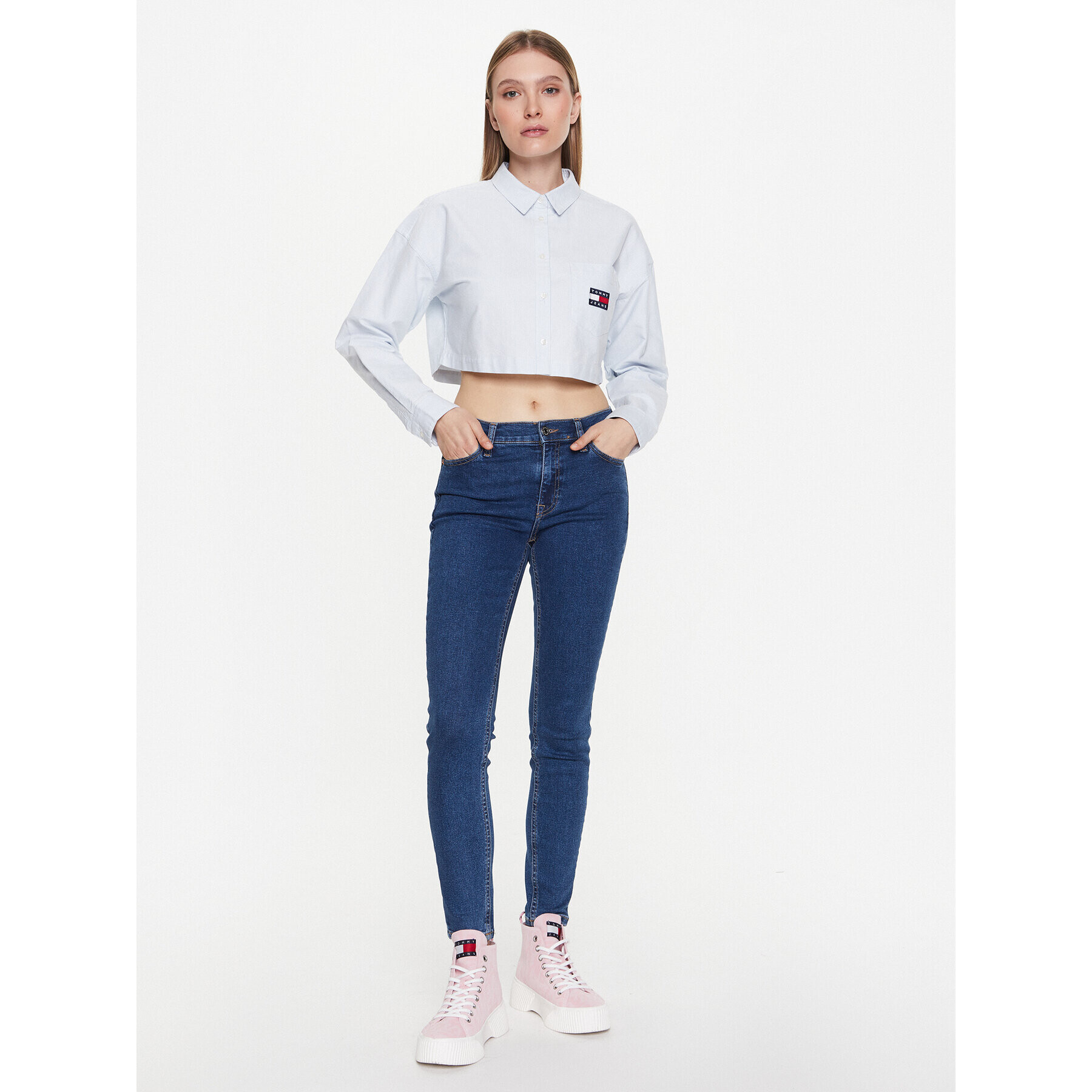 Tommy Jeans Blugi Nora DW0DW15742 Bleumarin Skinny Fit - Pled.ro