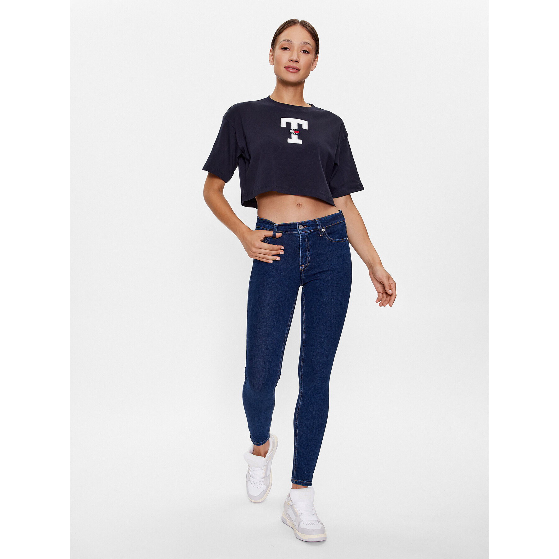 Tommy Jeans Blugi Nora DW0DW16008 Bleumarin Skinny Fit - Pled.ro