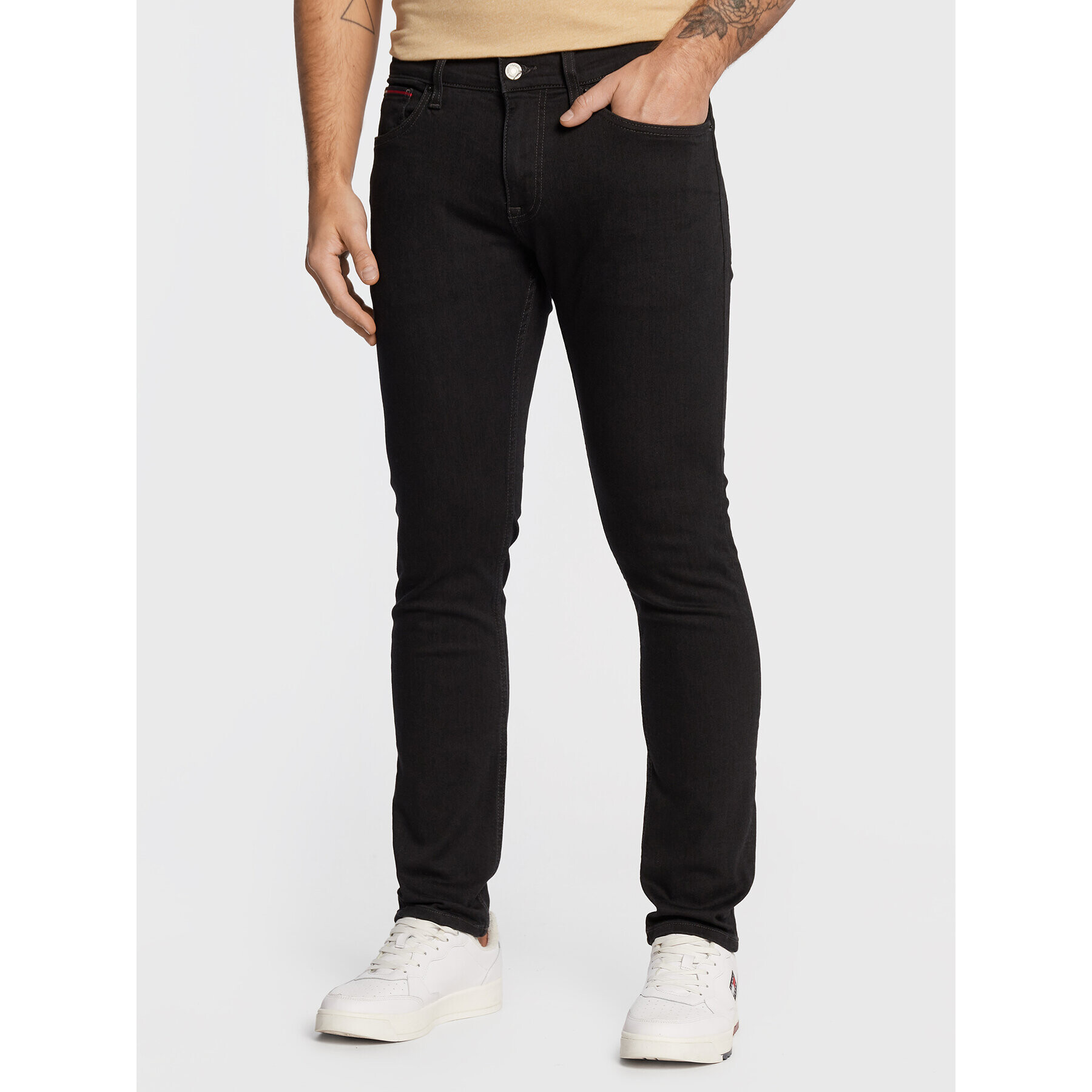 Tommy Jeans Blugi Scanton DM0DM14808 Negru Slim Fit - Pled.ro