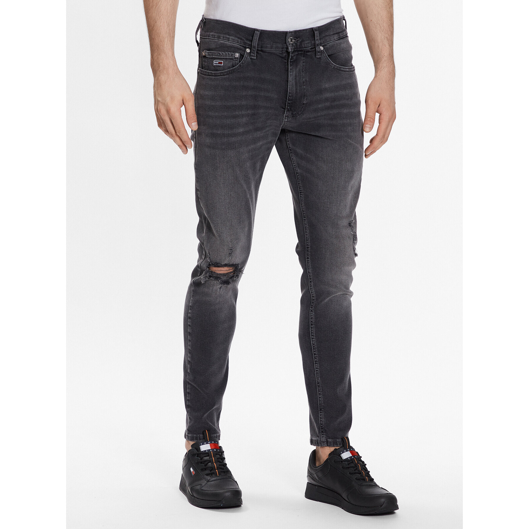 Tommy Jeans Blugi Scanton DM0DM16140 Gri Slim Fit - Pled.ro