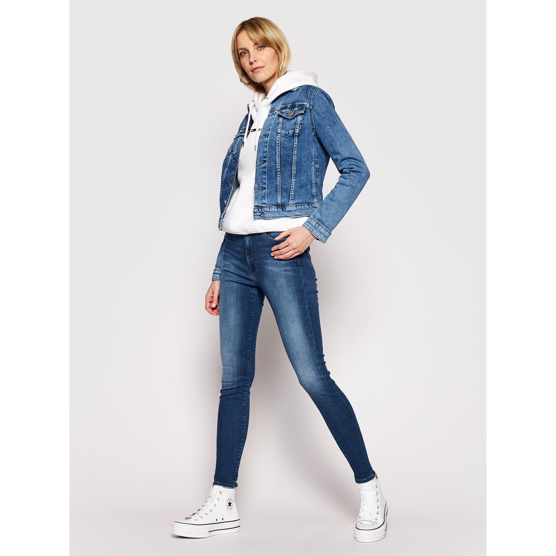 Tommy Jeans Blugi Sylvia DW0DW09215 Albastru Super Skinny Fit - Pled.ro