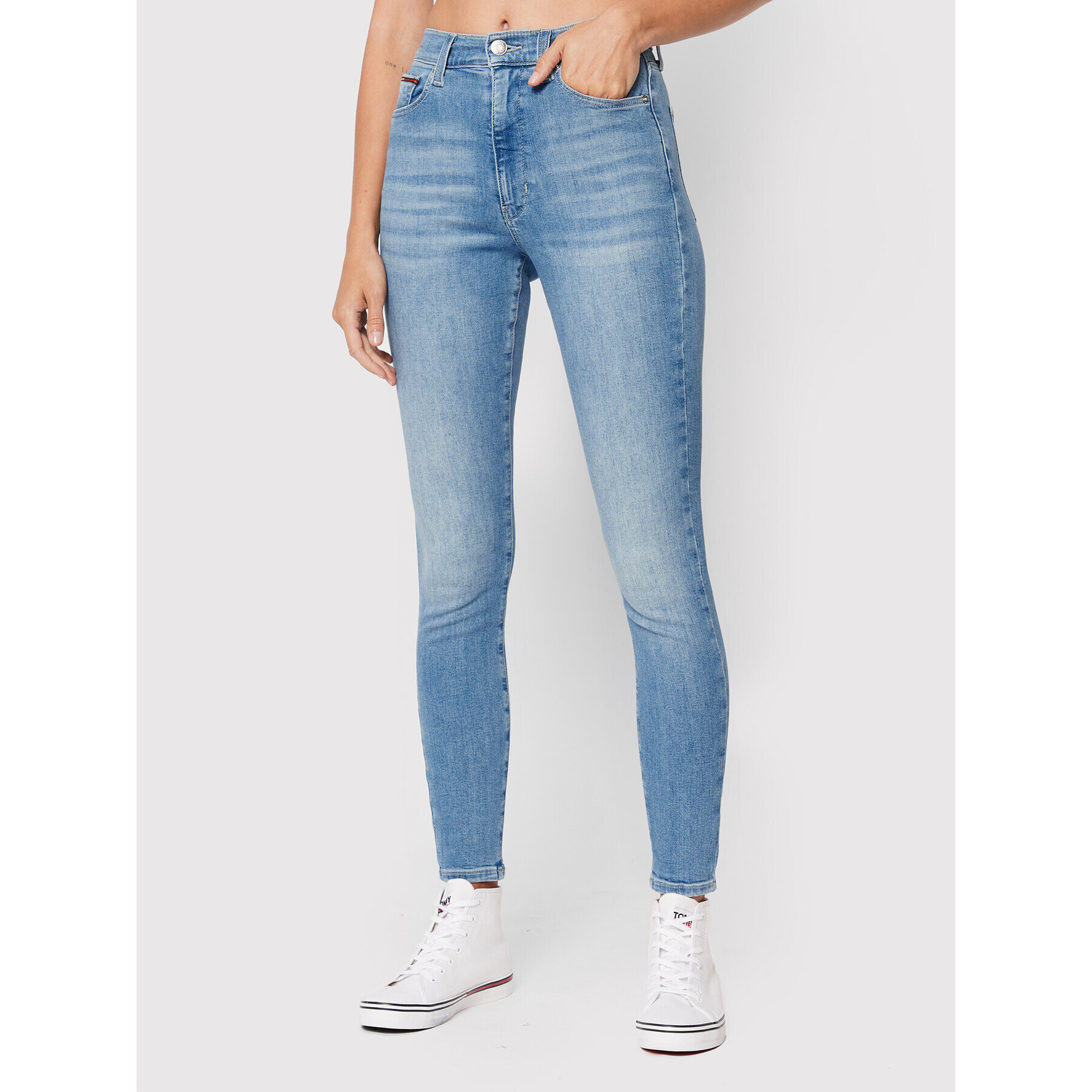 Tommy Jeans Blugi Sylvia DW0DW13370 Albastru Super Skinny Fit - Pled.ro