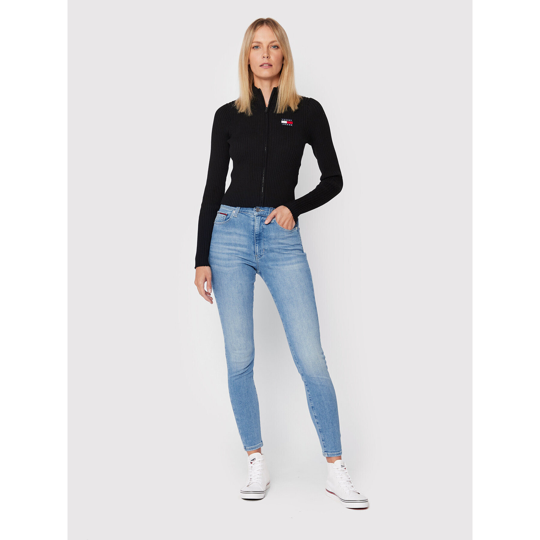 Tommy Jeans Blugi Sylvia DW0DW13370 Albastru Super Skinny Fit - Pled.ro