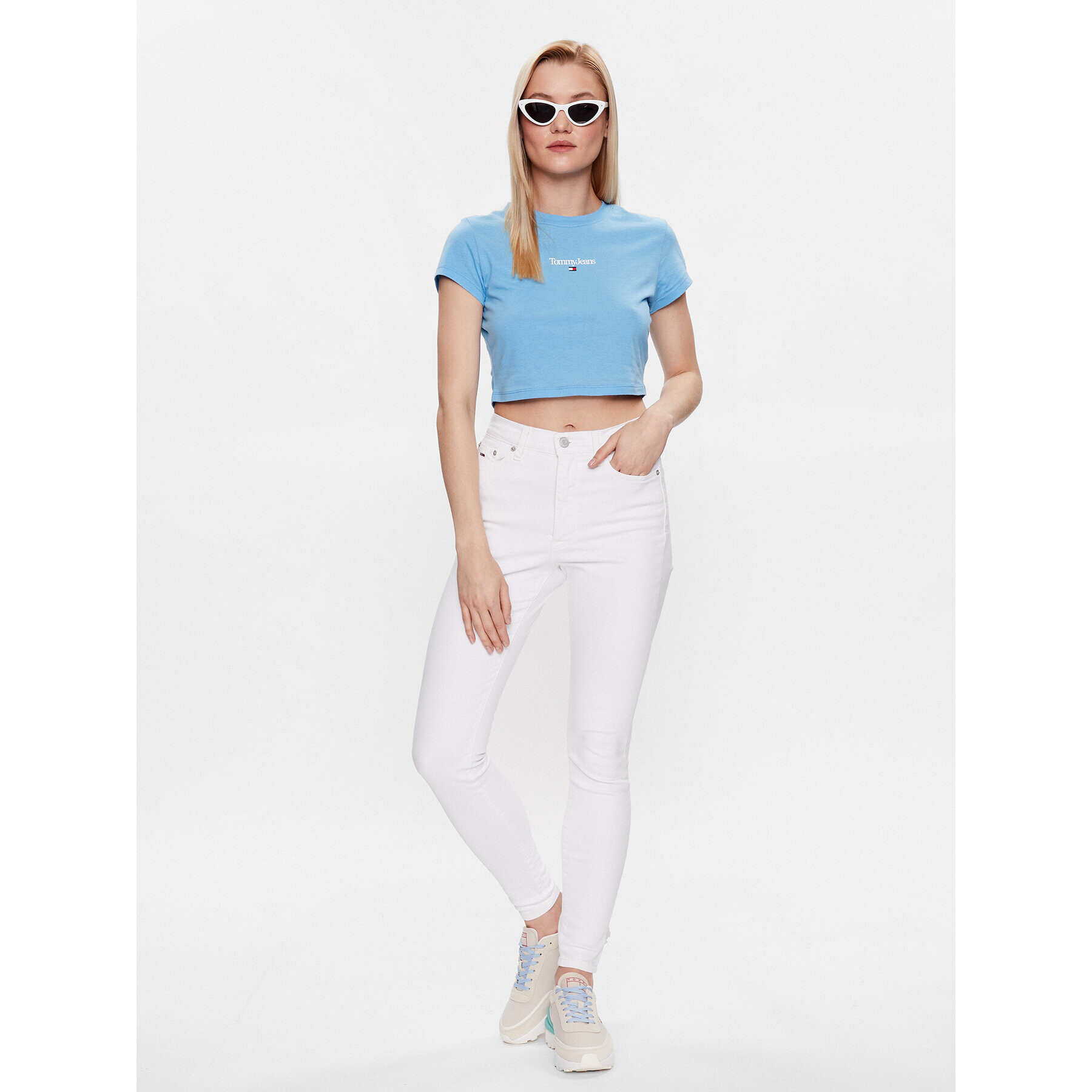 Tommy Jeans Blugi Sylvia DW0DW15507 Alb Skinny Fit - Pled.ro