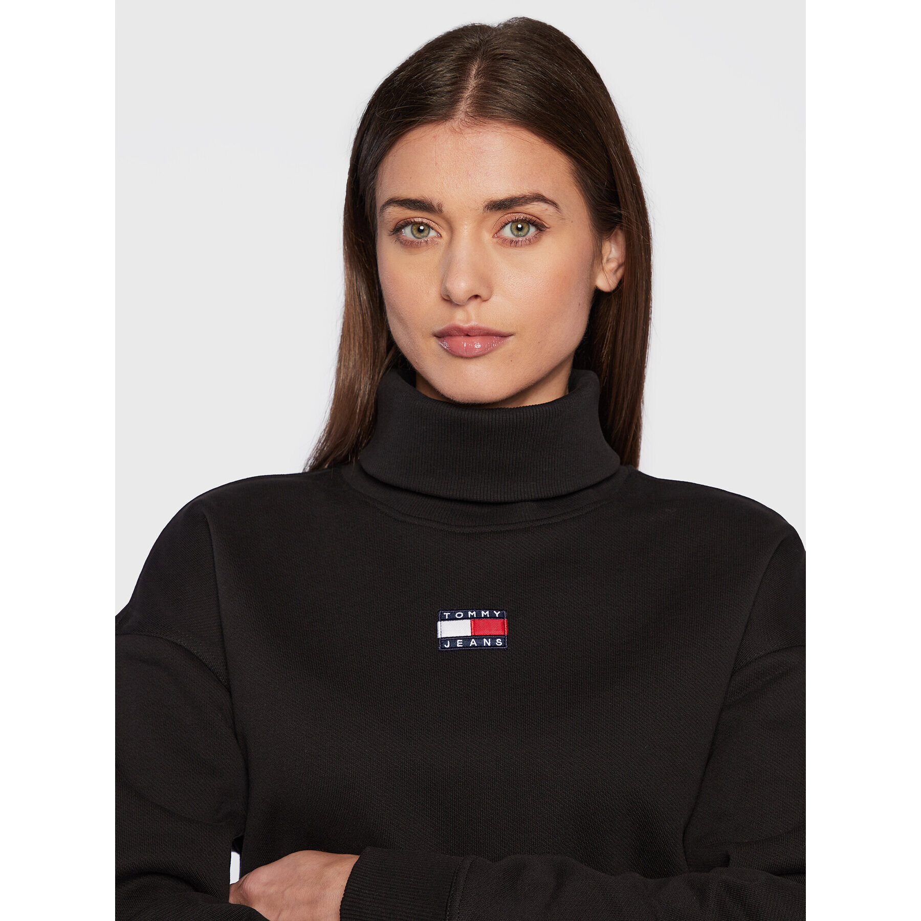 Tommy Jeans Bluză Badge DW0DW14338 Negru Boxy Fit - Pled.ro