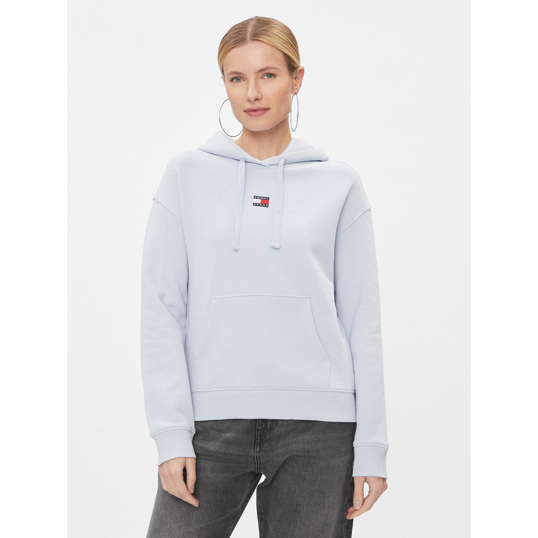 Tommy Jeans Bluză Badge DW0DW17326 Albastru Boxy Fit - Pled.ro