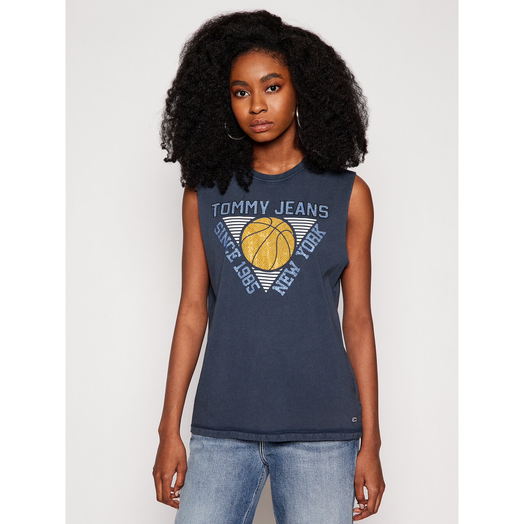 Tommy Jeans Bluză Basketball DW0DW09821 Bleumarin Relaxed Fit - Pled.ro