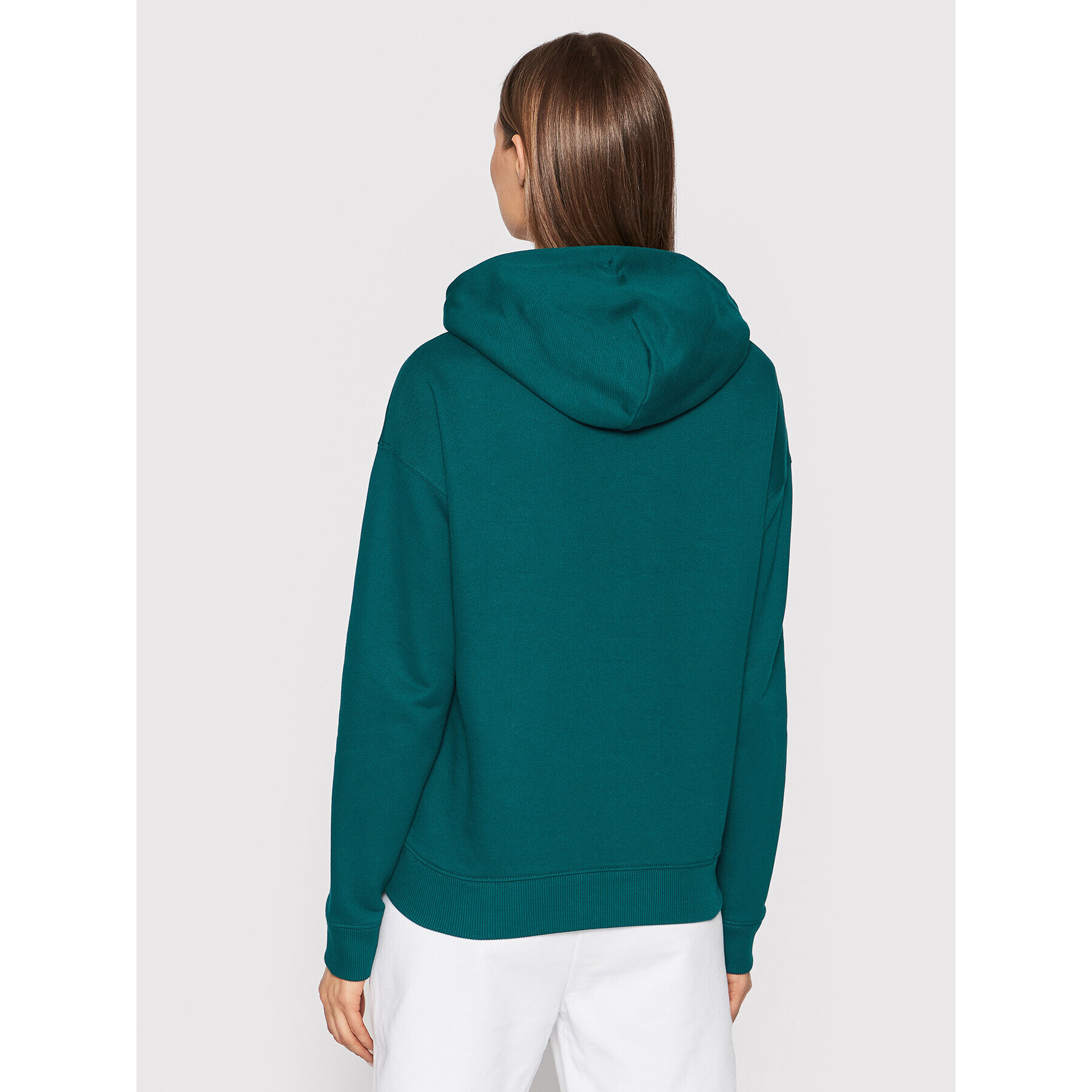 Tommy Jeans Bluză Center Badge DW0DW10403 Verde Relaxed Fit - Pled.ro